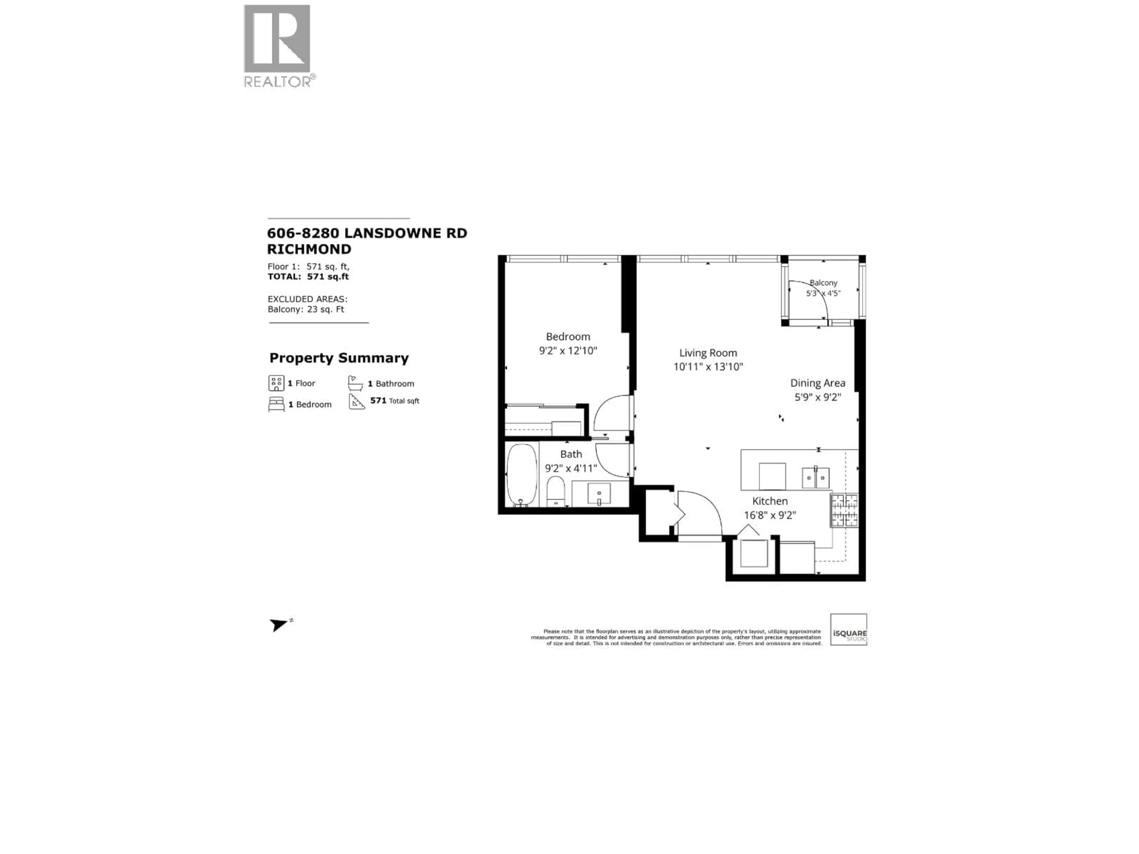Floor plan for 606 - 8280 LANSDOWNE ROAD, Richmond British Columbia V6X0B2