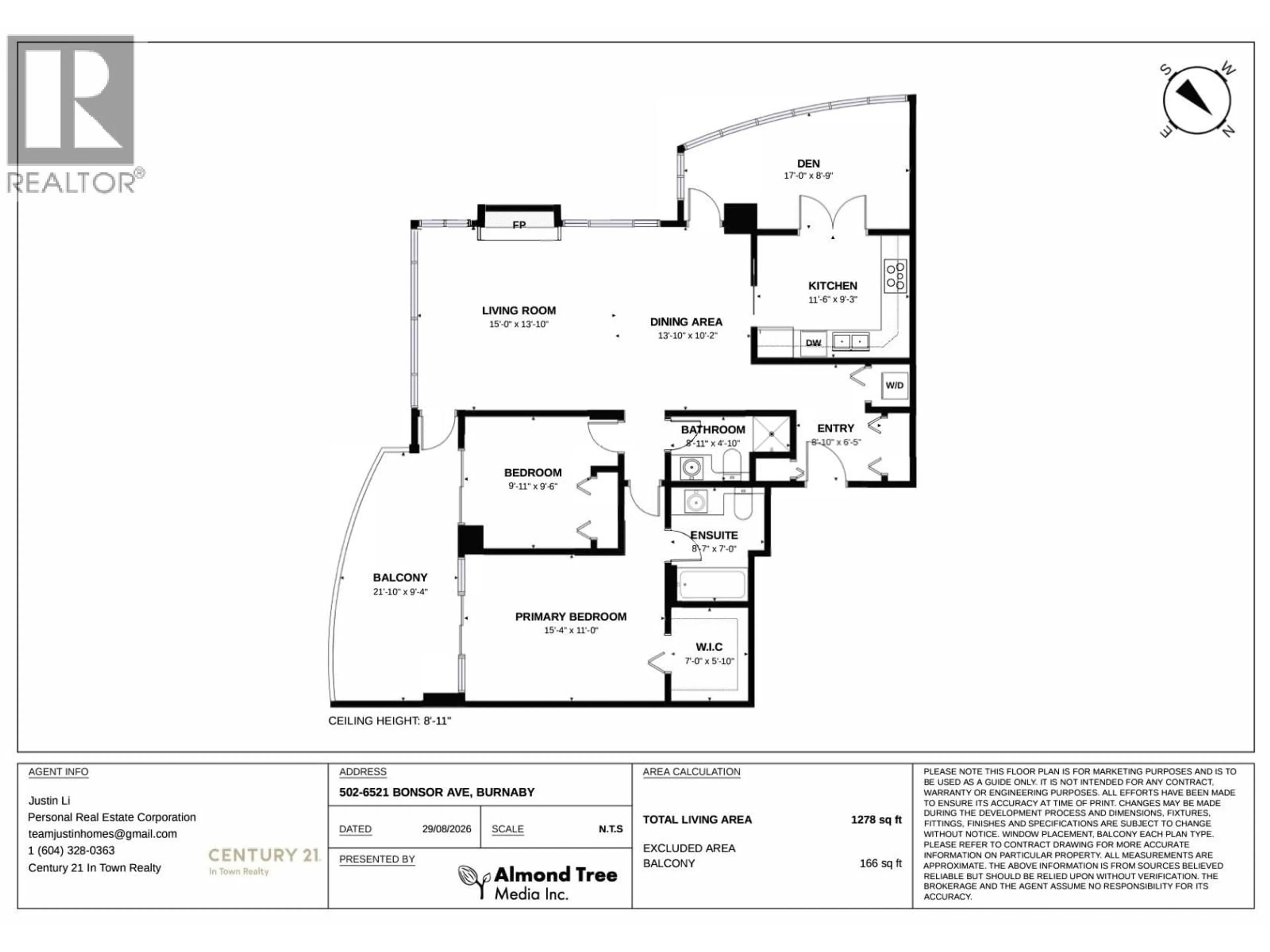 Floor plan for 502 - 6521 BONSOR AVENUE, Burnaby British Columbia V5H4N3