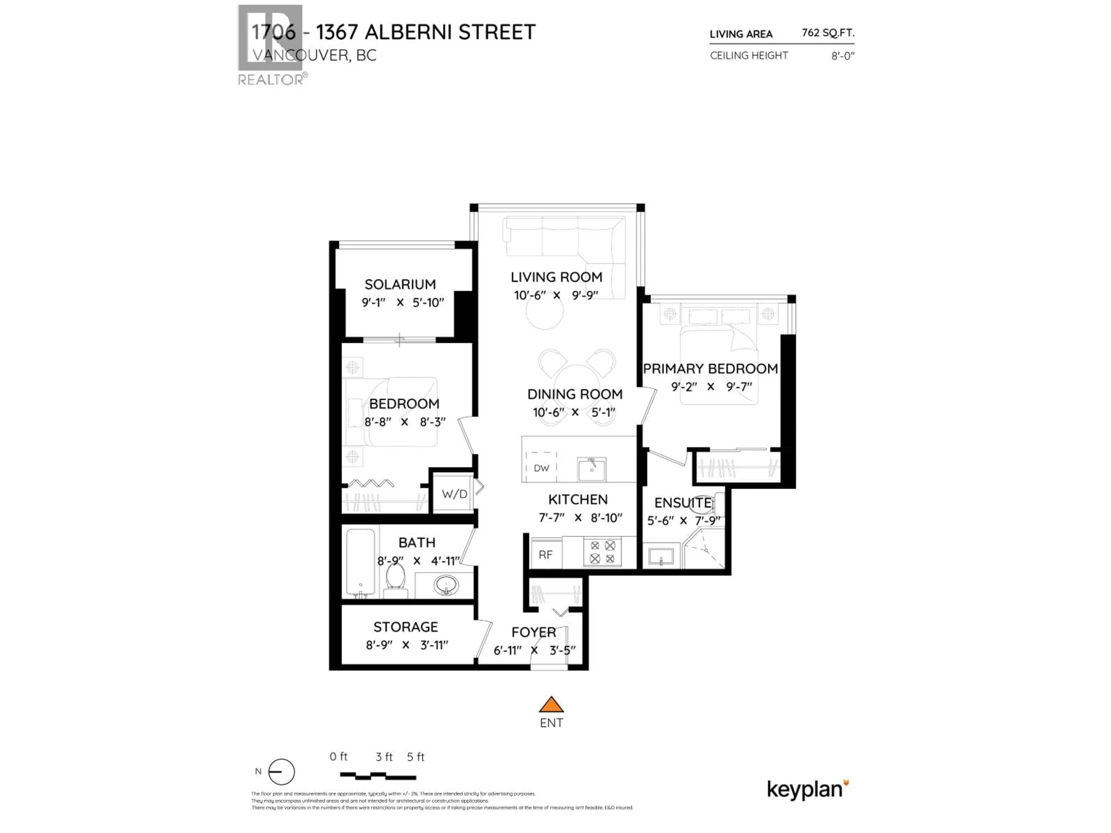 Floor plan for 1706 - 1367 ALBERNI STREET, Vancouver British Columbia V6E4R9
