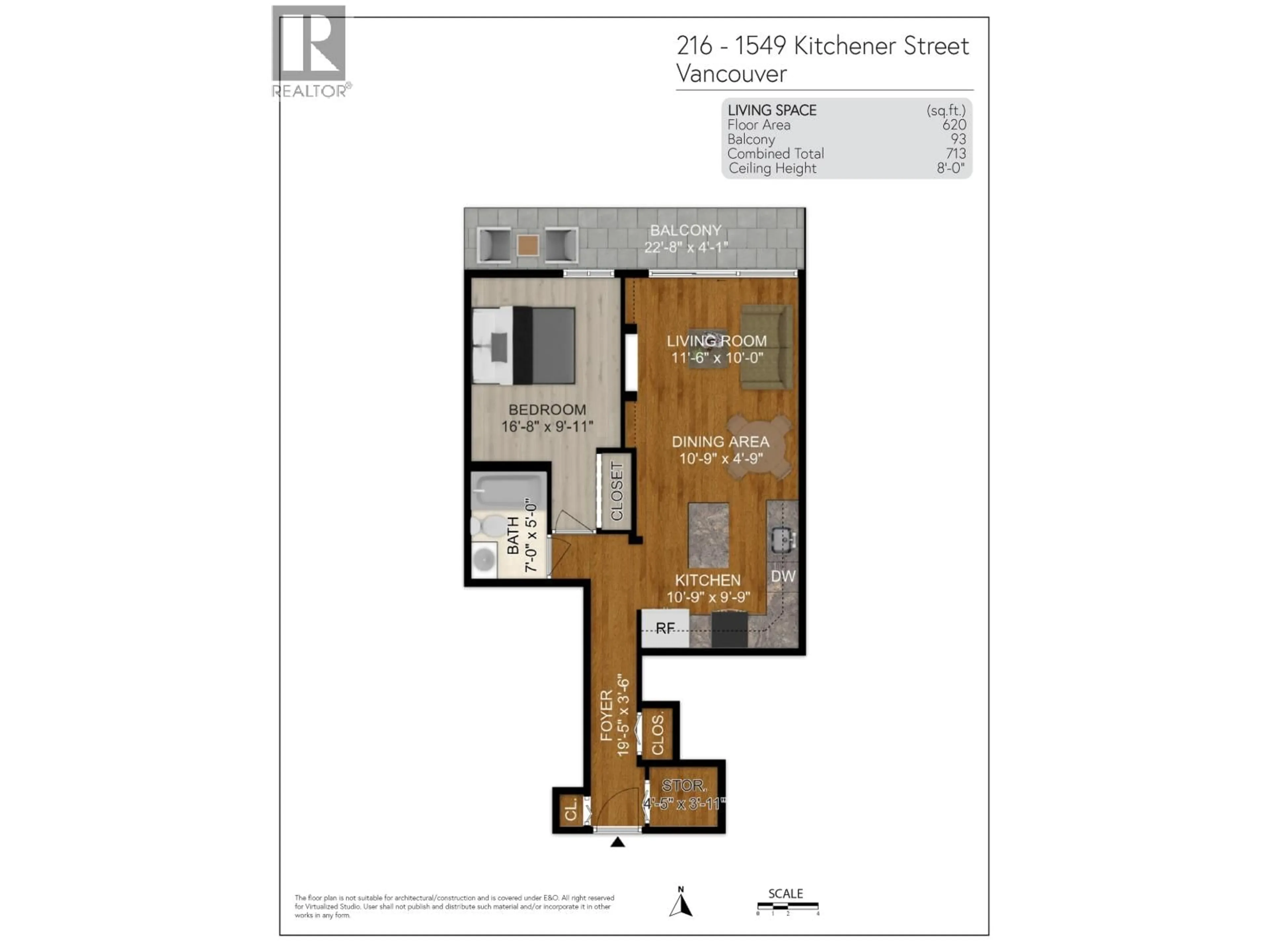 Floor plan for 216 - 1549 KITCHENER STREET, Vancouver British Columbia V5L2V8