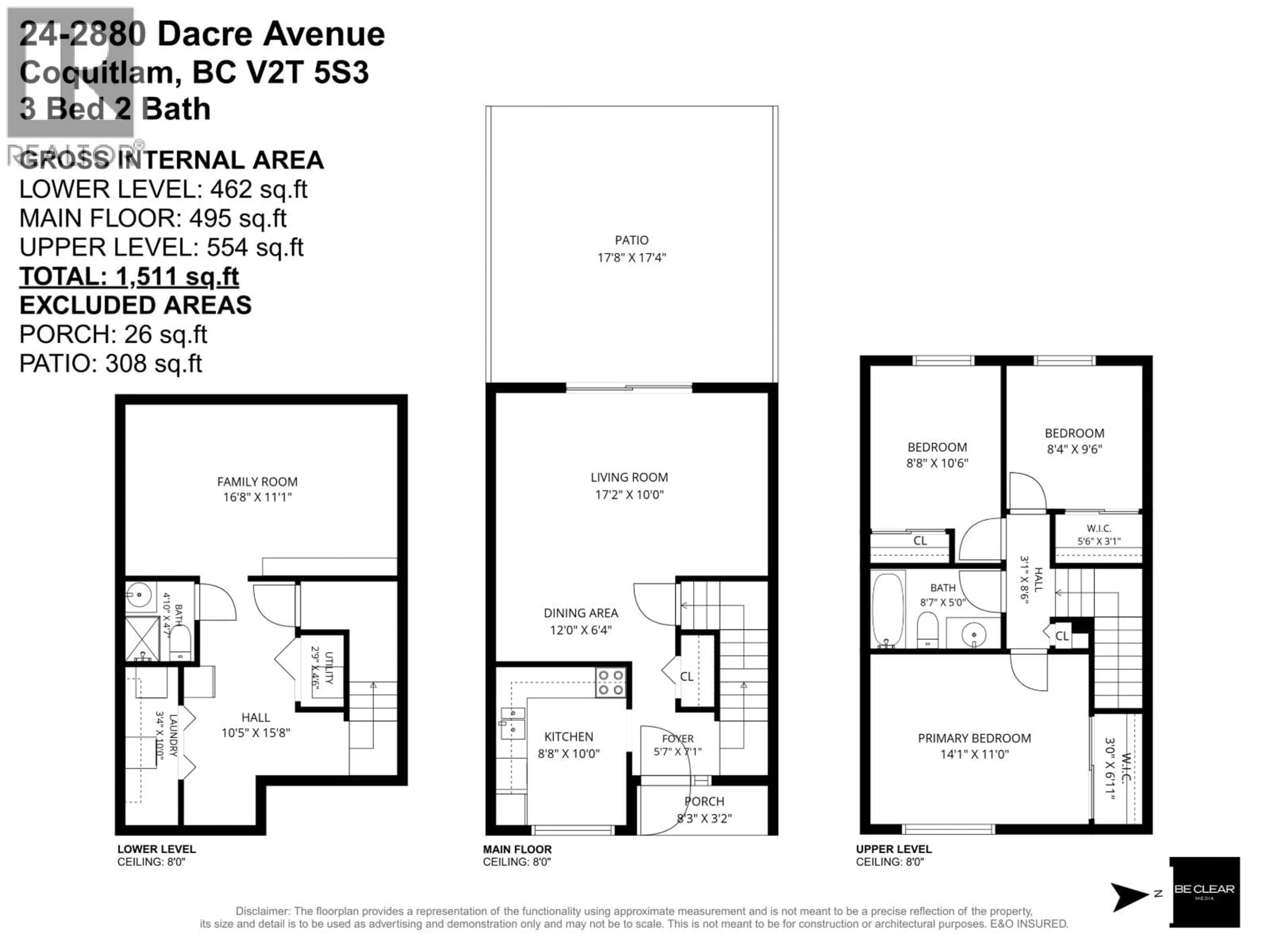 Floor plan for 24 - 2880 DACRE AVENUE, Coquitlam British Columbia V3C4H6