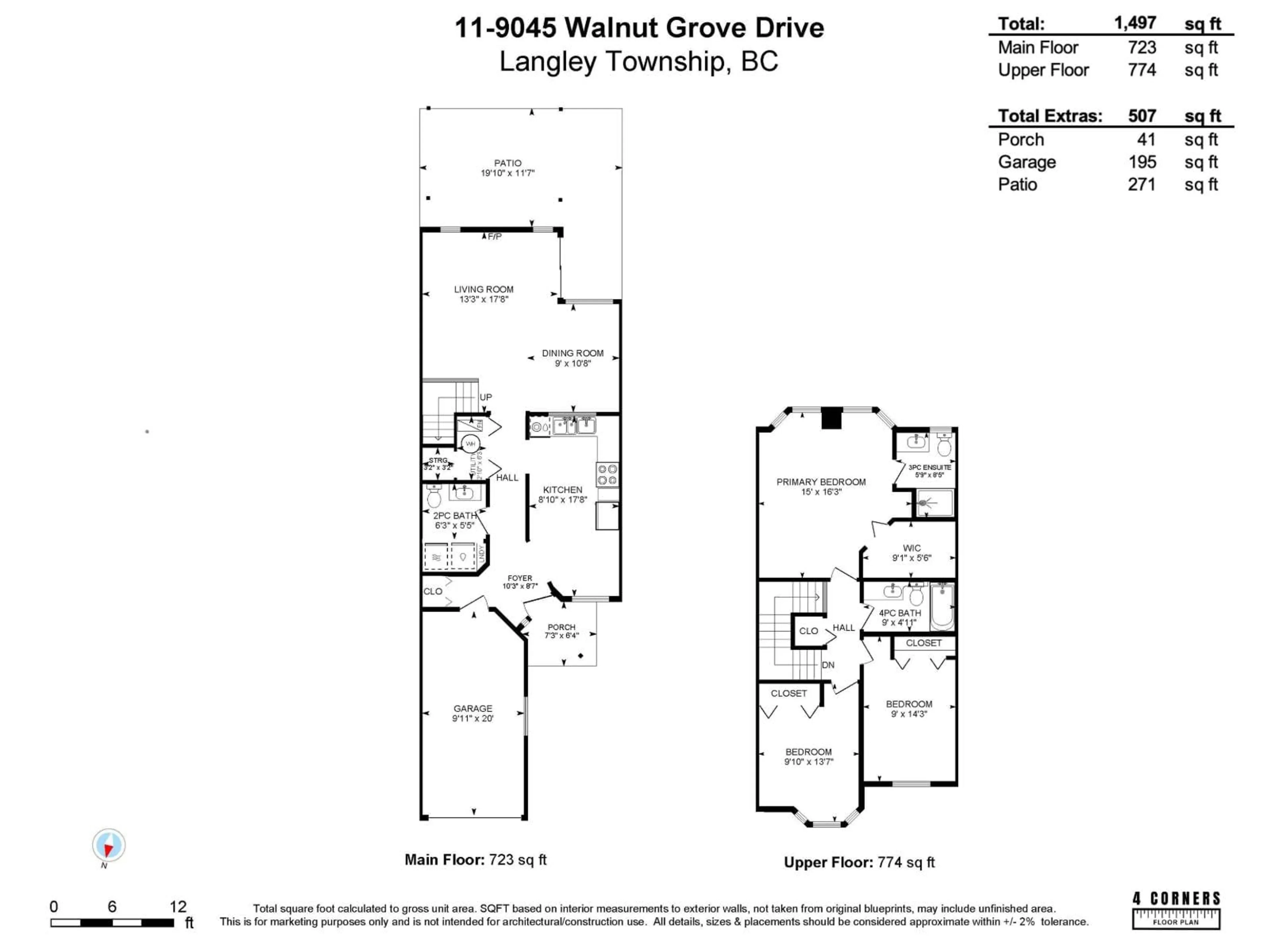 Floor plan for 11 - 9045 WALNUT GROVE DRIVE, Langley British Columbia V1M2E1