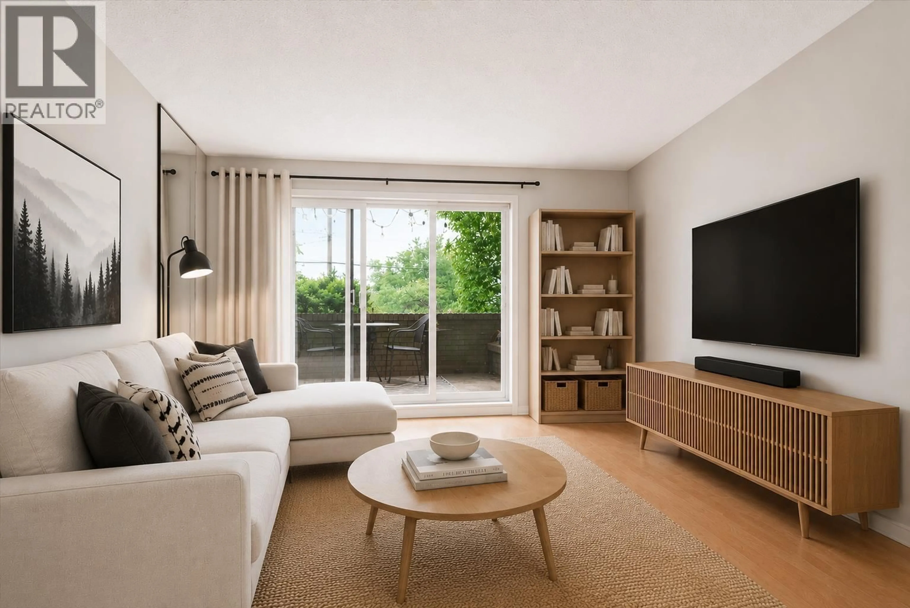 Living room with furniture, wood/laminate floor for 101 - 2240 WALL STREET, Vancouver British Columbia V5L1B6