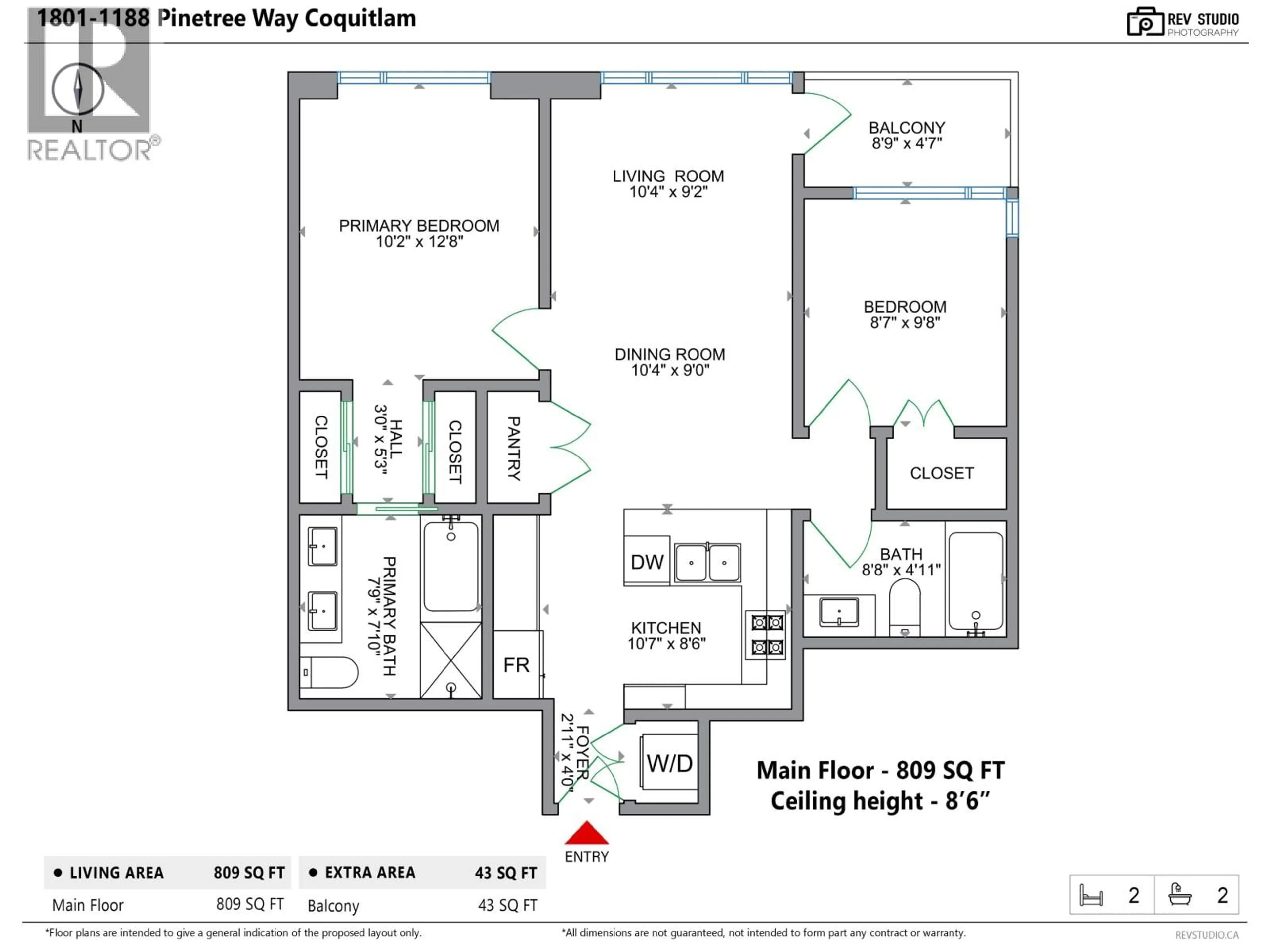 Floor plan for 1801 - 1188 PINETREE WAY, Coquitlam British Columbia V3B0K9