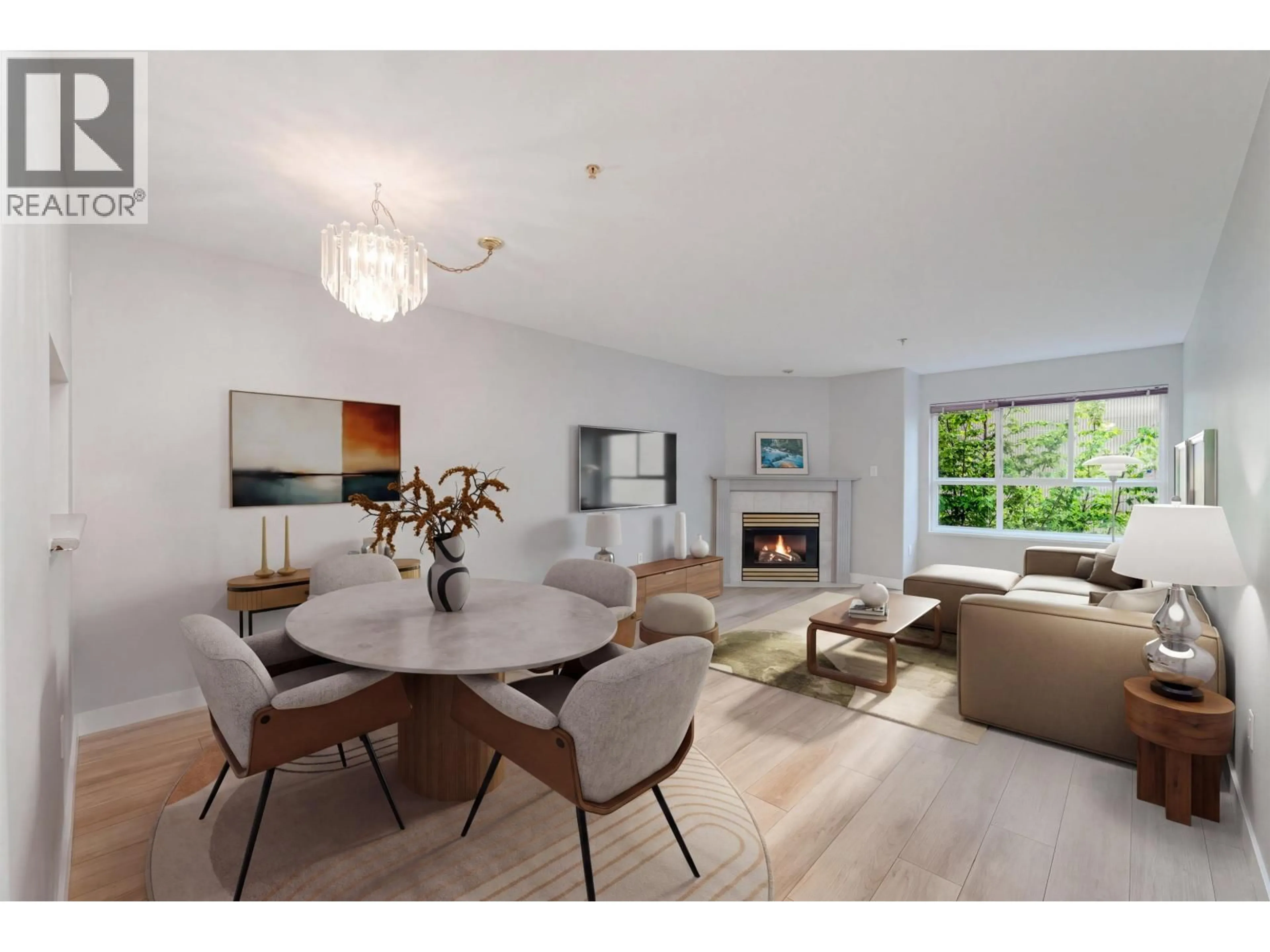 Living room with furniture, wood/laminate floor for 402 - 624 AGNES STREET, New Westminster British Columbia V3M1G8