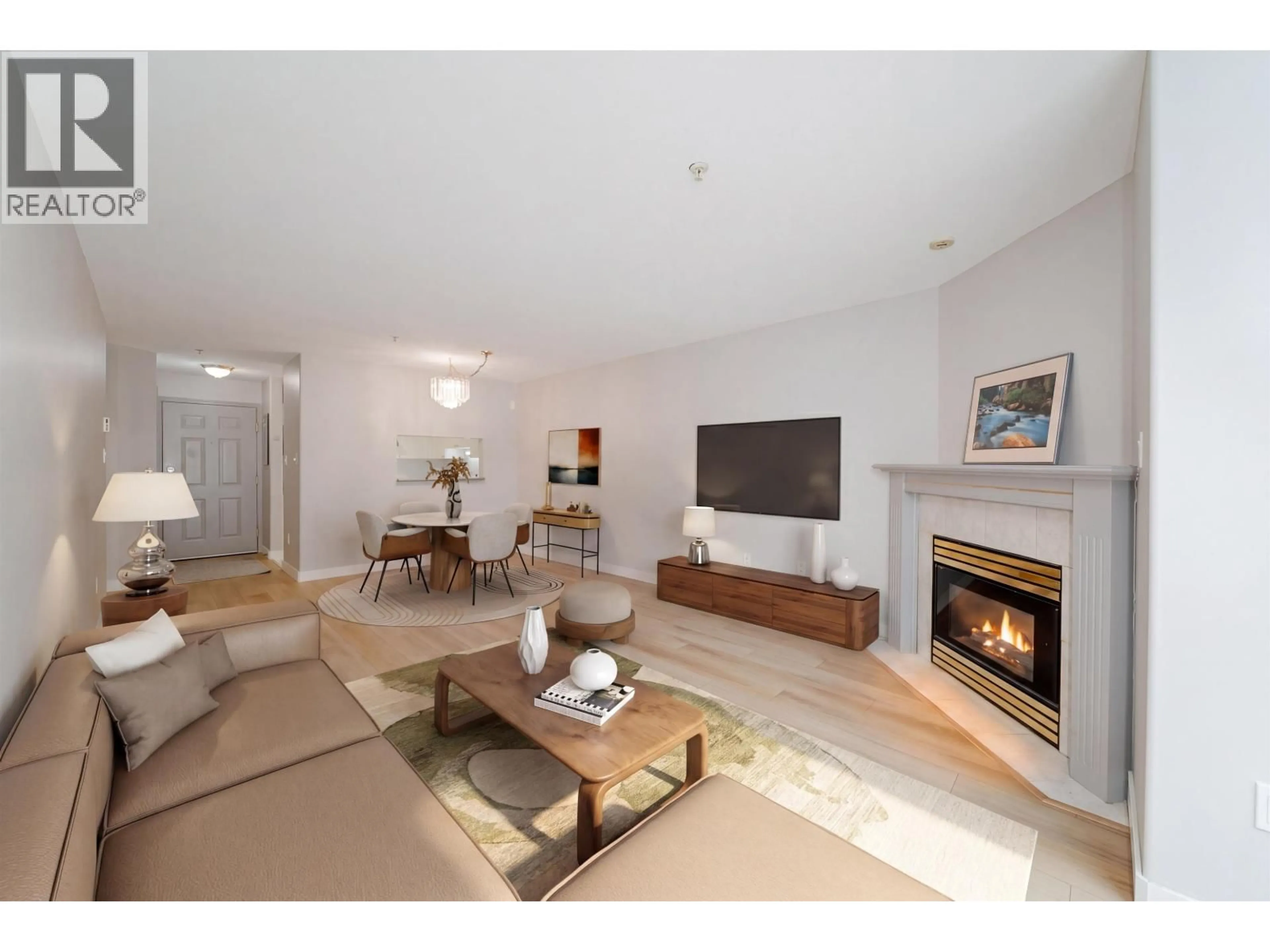Living room with furniture, wood/laminate floor for 402 - 624 AGNES STREET, New Westminster British Columbia V3M1G8