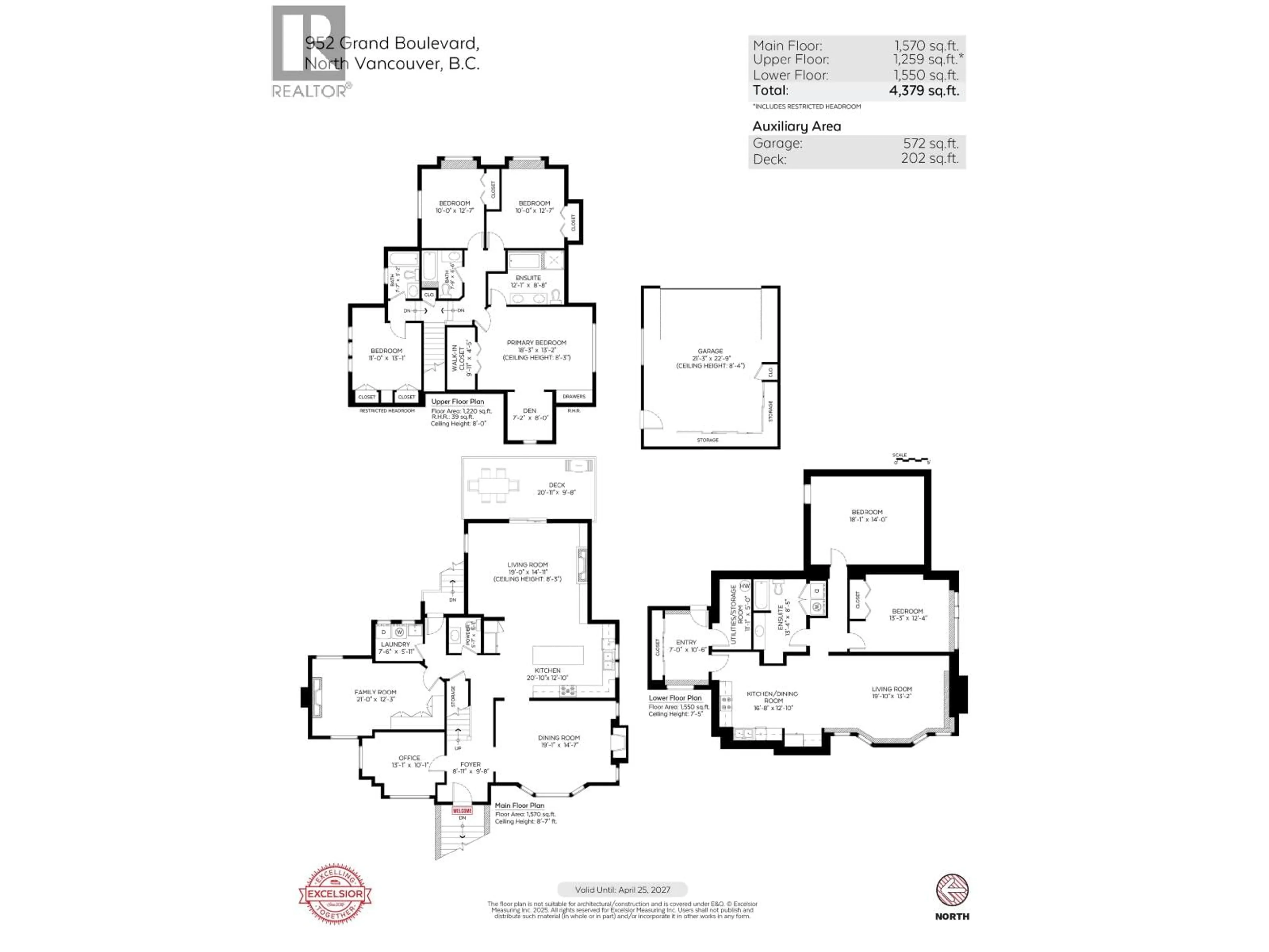 Floor plan for 952 GRAND BOULEVARD, North Vancouver British Columbia V7L3W8