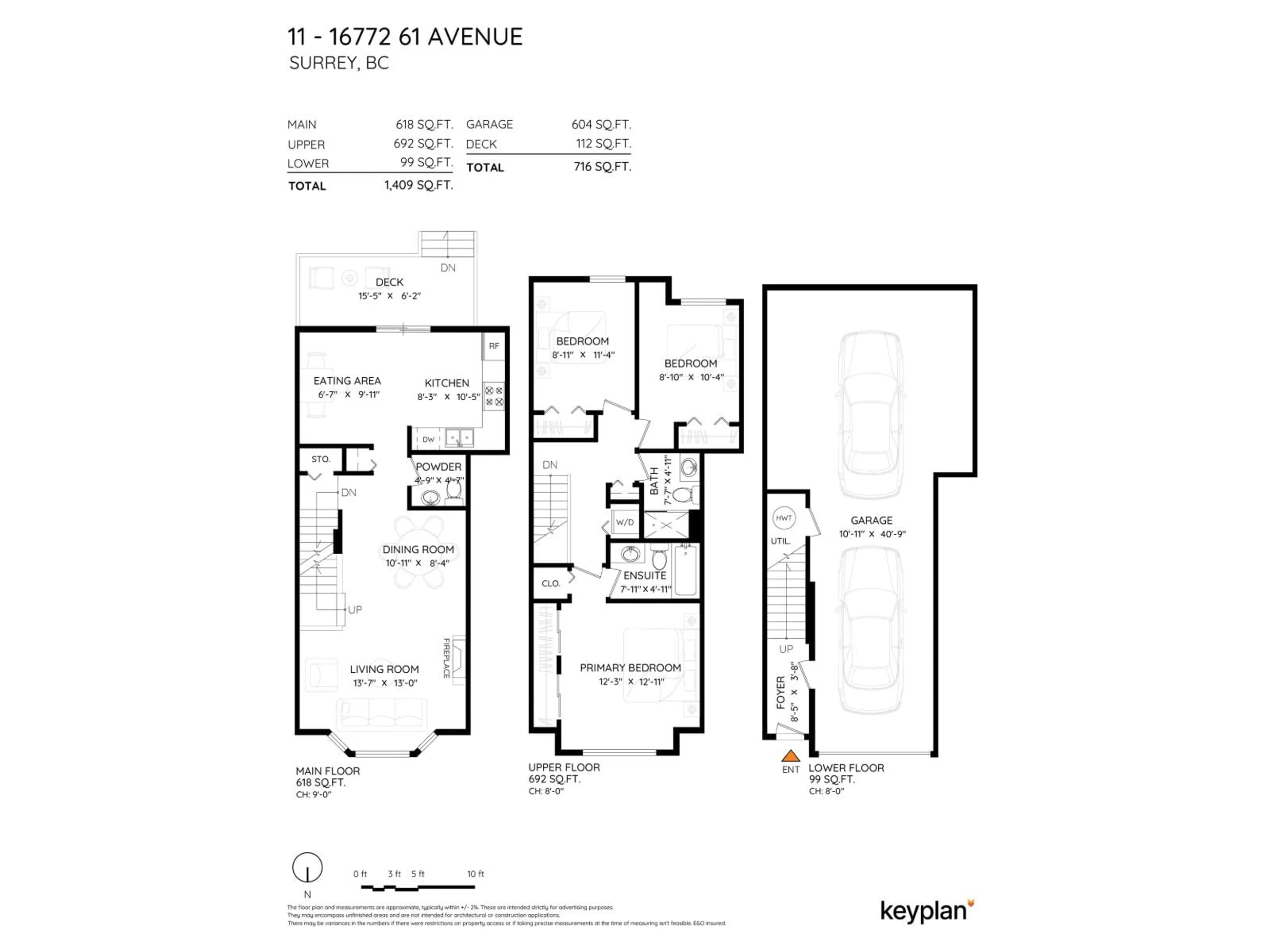 Floor plan for 11 - 16772 61 AVENUE, Surrey British Columbia V3S4P2