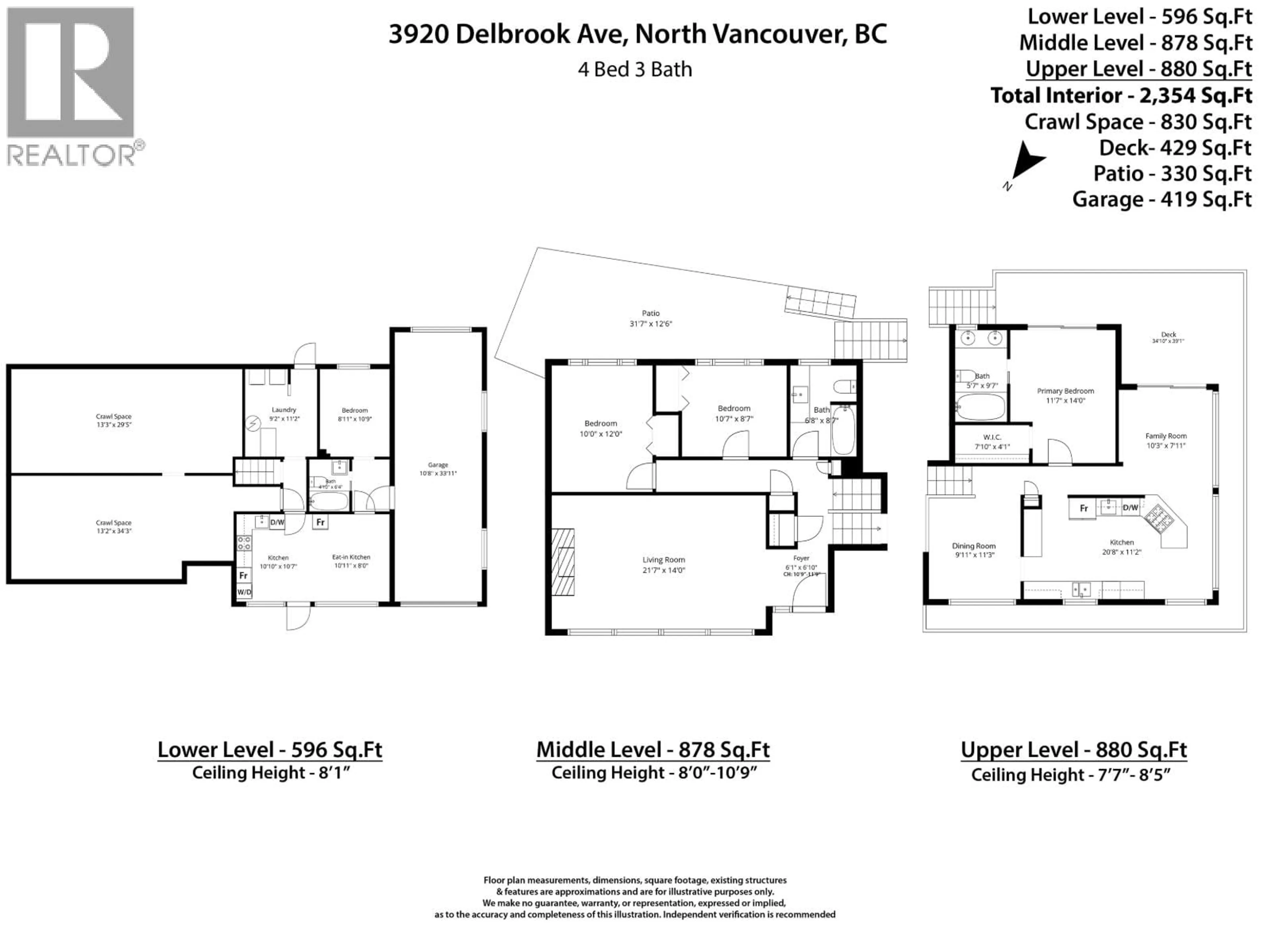 Floor plan for 3920 DELBROOK AVENUE, North Vancouver British Columbia V7N3Z8
