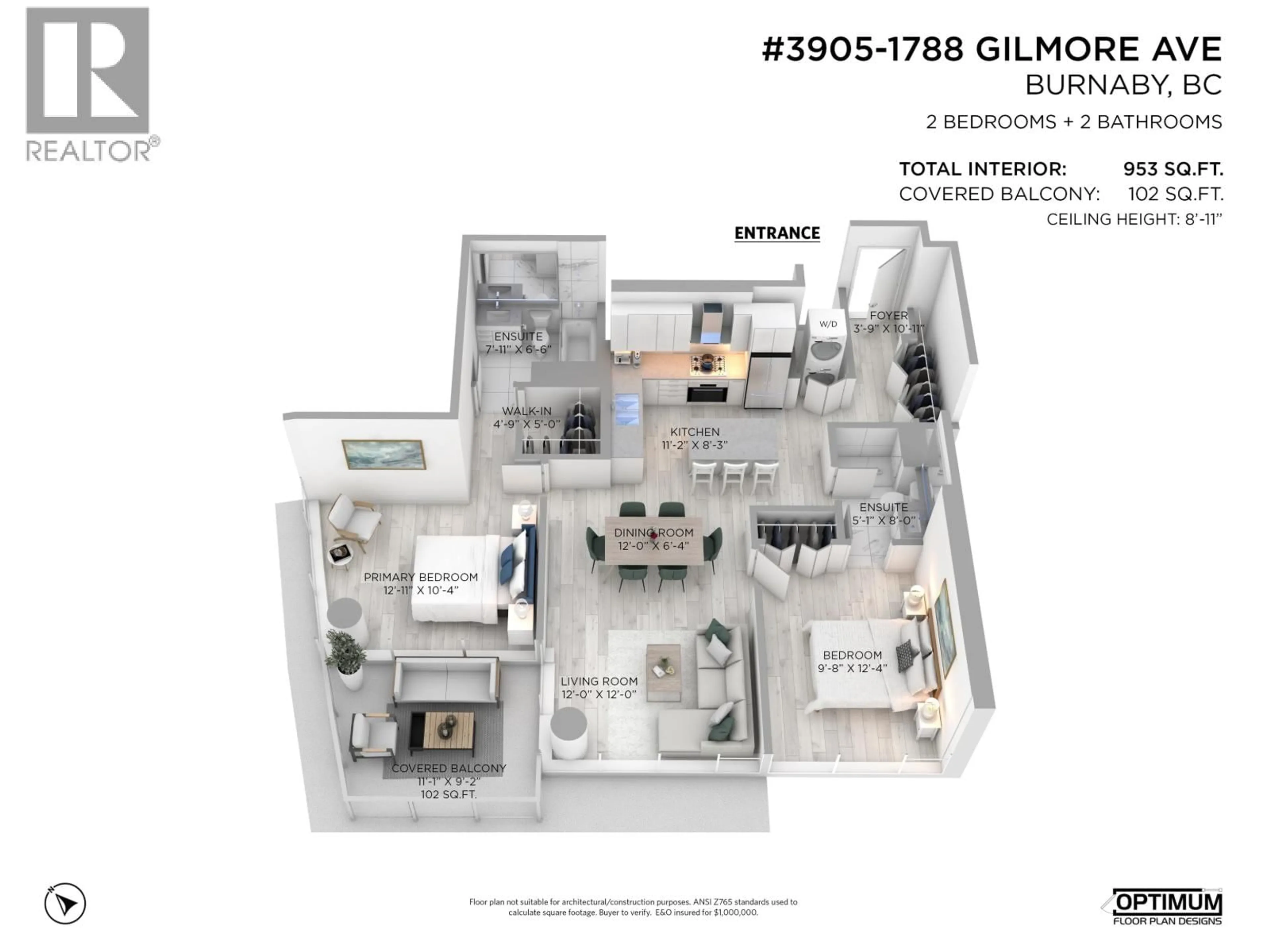 Floor plan for 3905 - 1788 GILMORE AVENUE, Burnaby British Columbia V5C0L5