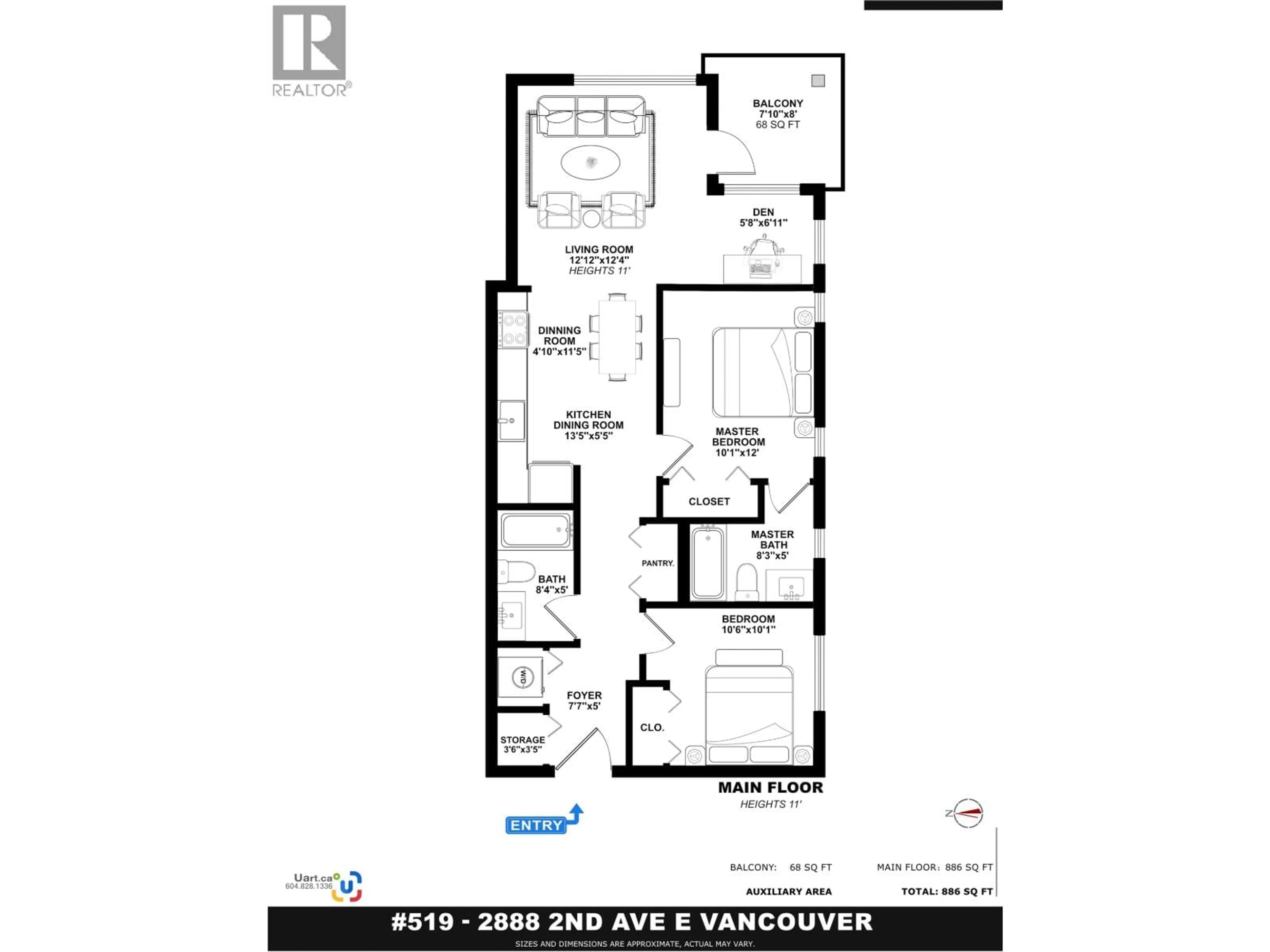 Floor plan for 519 - 2888 2ND AVENUE, Vancouver British Columbia V5M0B9