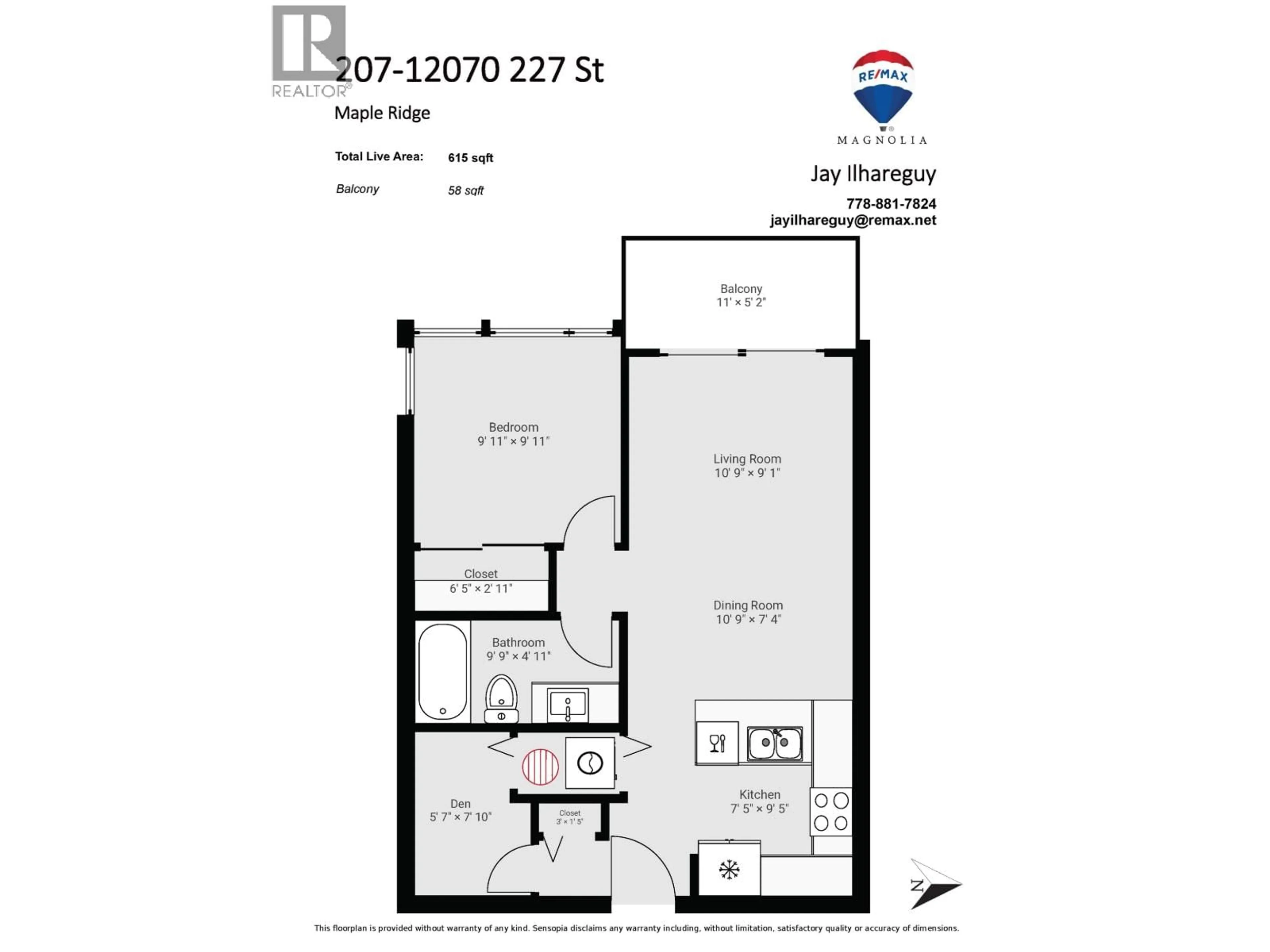 Floor plan for 207 - 12070 227 STREET, Maple Ridge British Columbia V2X6J5