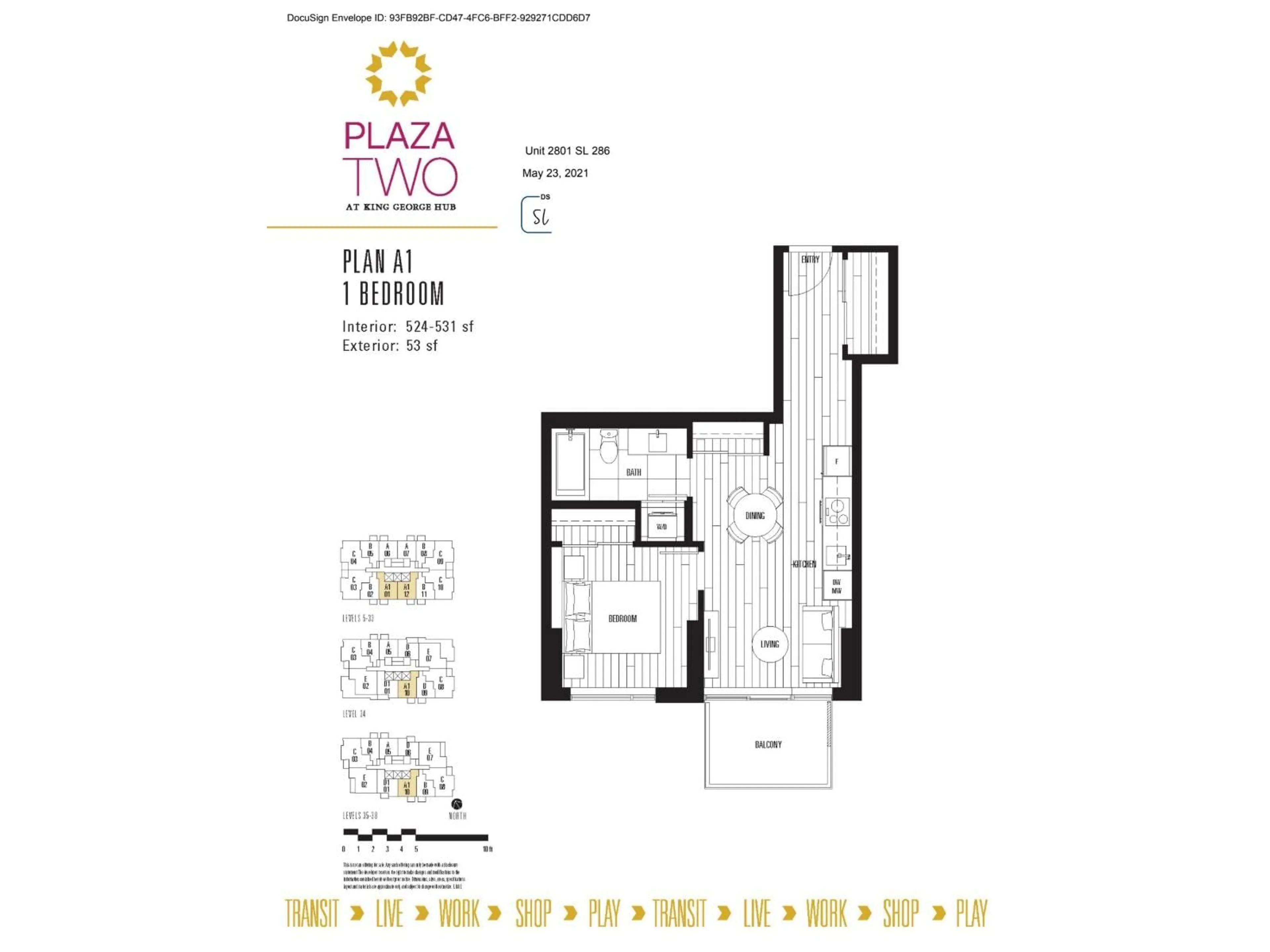 Floor plan for 2801 - 13745 GEORGE JUNCTION, Surrey British Columbia V3T0V8