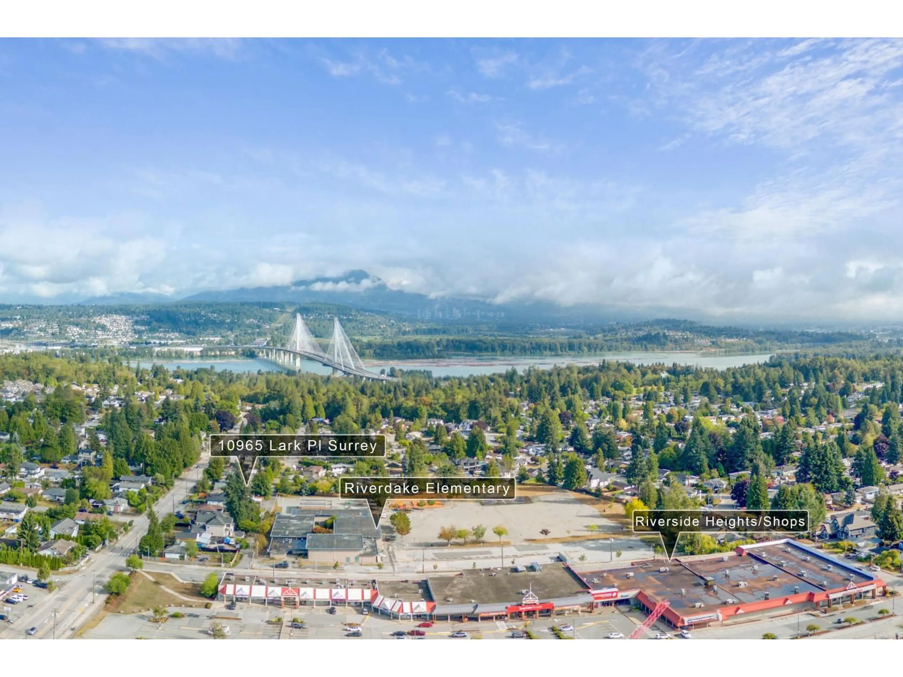 A pic from outside/outdoor area/front of a property/back of a property/a pic from drone, mountain view for 10965 LARK PLACE, Surrey British Columbia V3R4W1