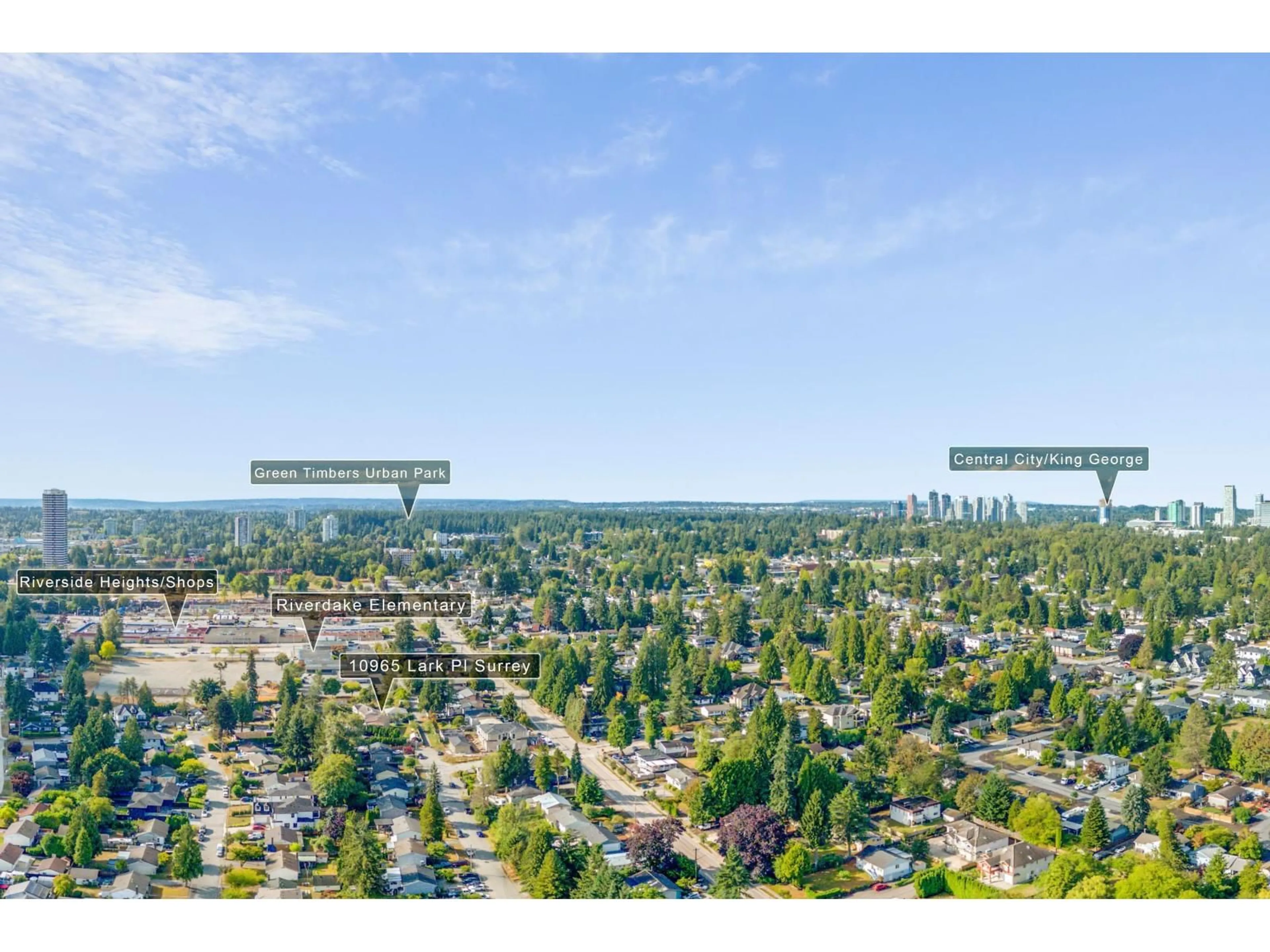 A pic from outside/outdoor area/front of a property/back of a property/a pic from drone, forest/trees view for 10965 LARK PLACE, Surrey British Columbia V3R4W1