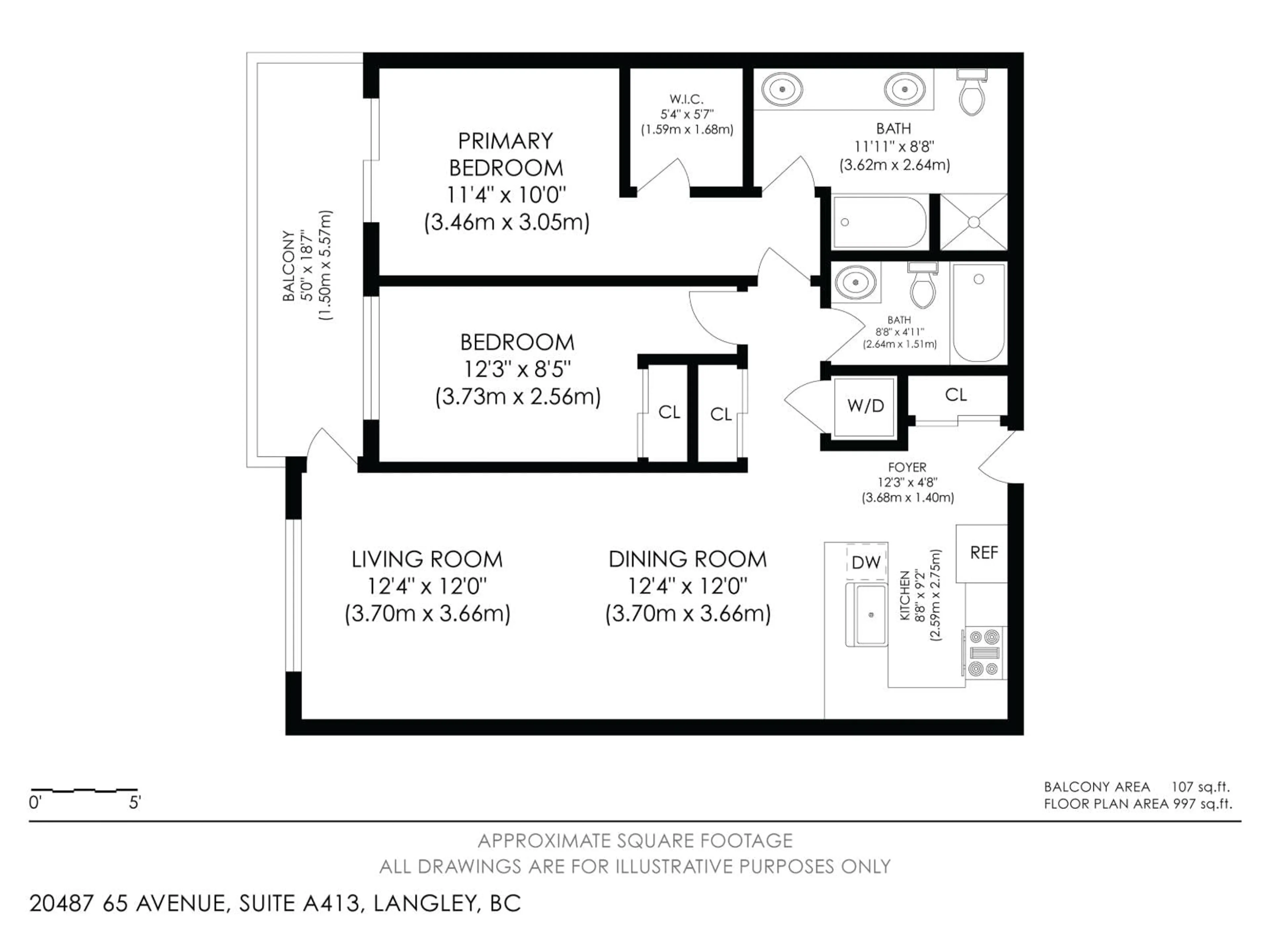 Floor plan for A413 - 20487 65 AVENUE, Langley British Columbia V2Y3K5