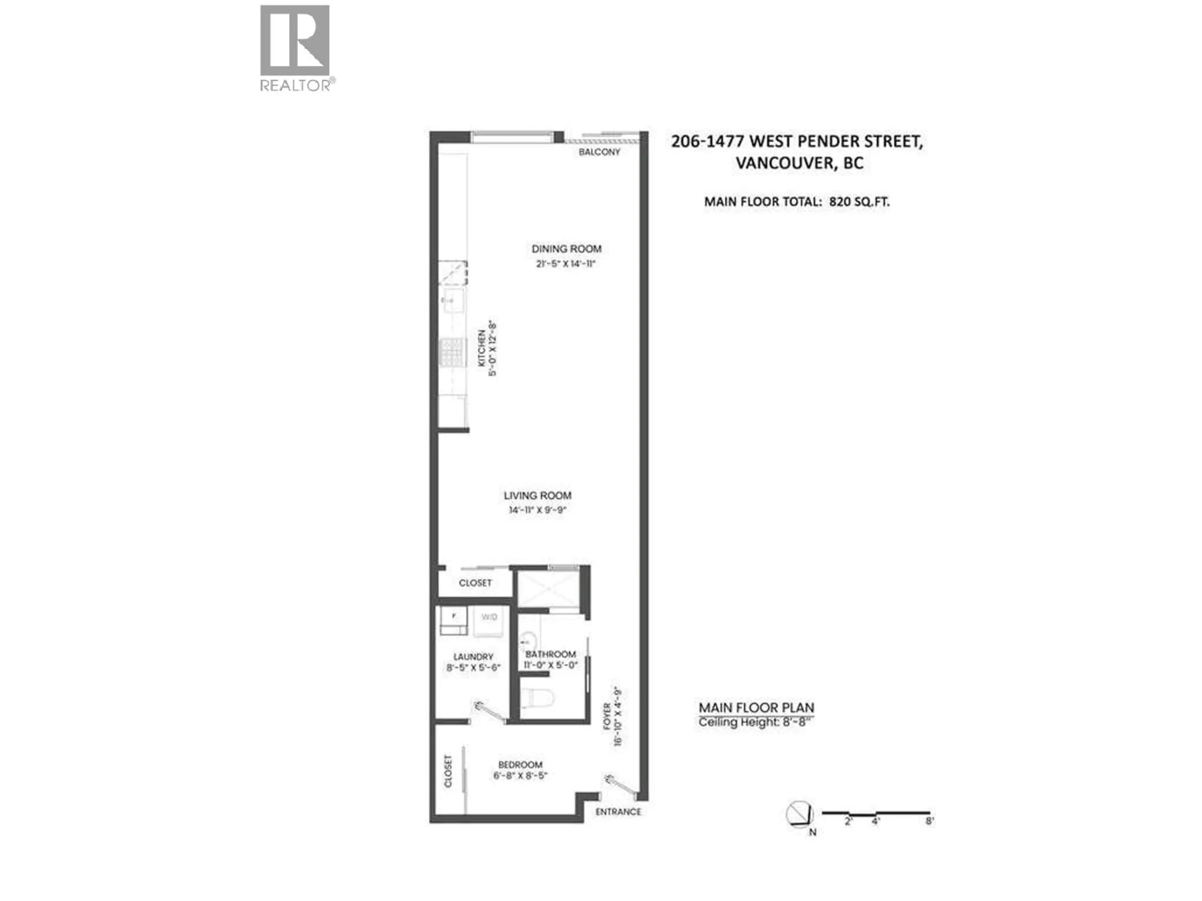 Floor plan for 206 - 1477 PENDER STREET, Vancouver British Columbia V6G2S3