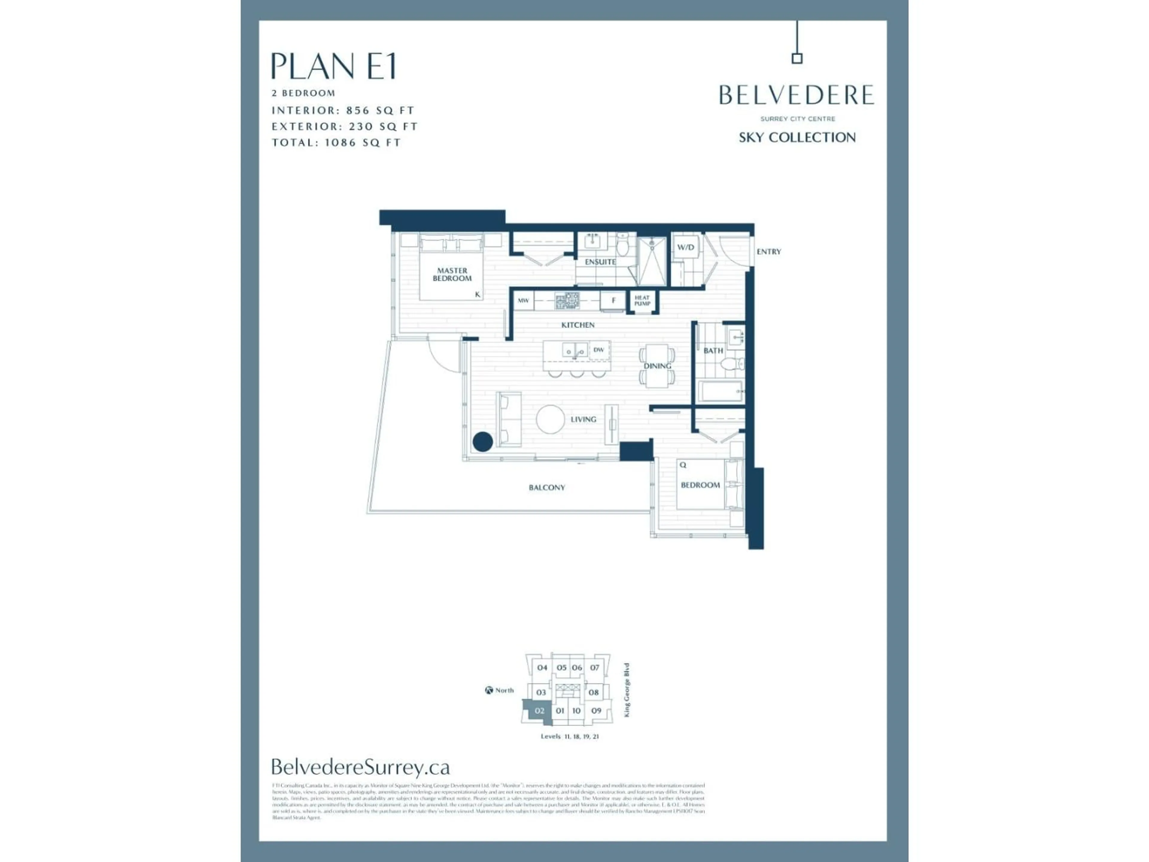 Floor plan for 1102 - 9675 KING GEORGE BOULEVARD, Surrey British Columbia V3T2V3