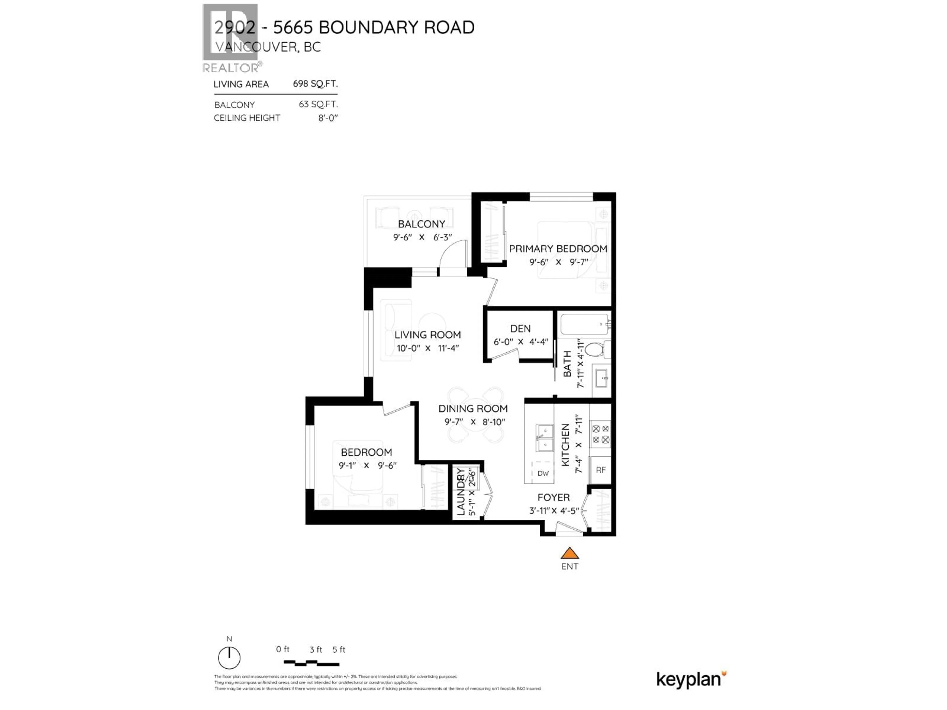Floor plan for 2902 - 5665 BOUNDARY ROAD, Vancouver British Columbia V5R0E4