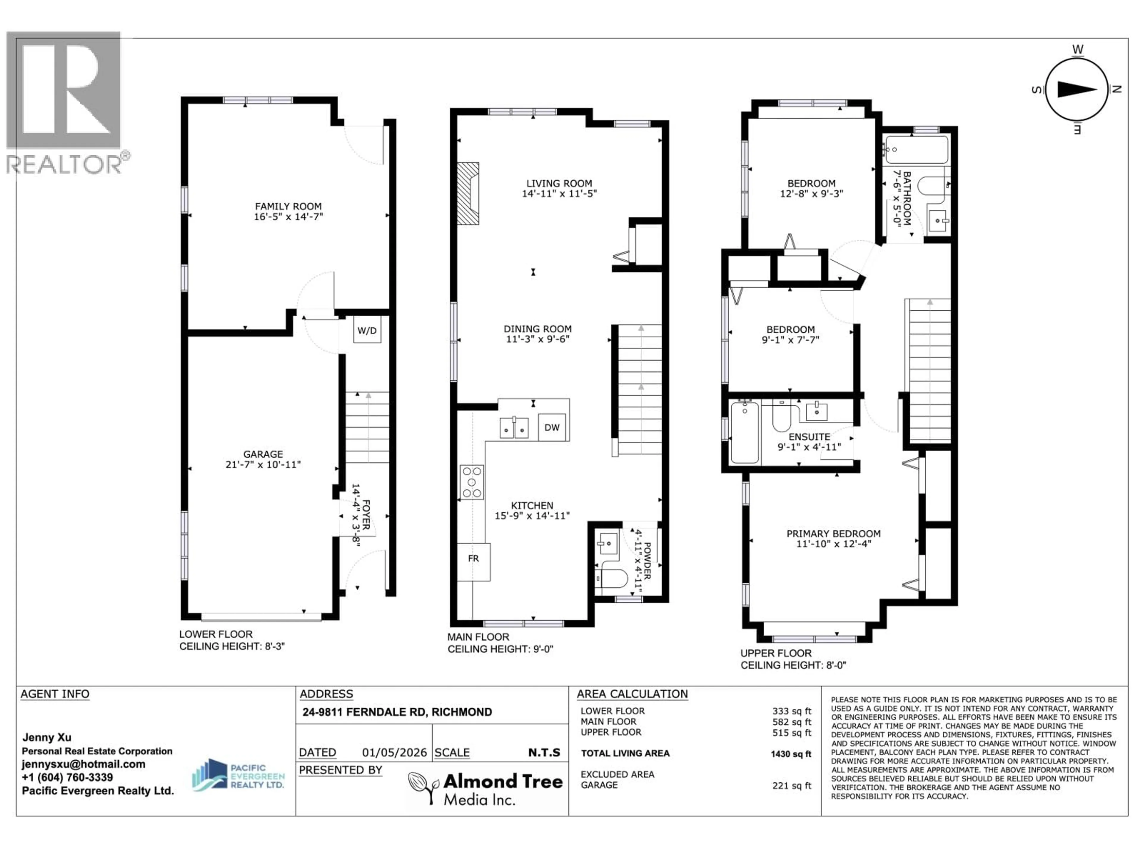 Floor plan for 24 - 9811 FERNDALE ROAD, Richmond British Columbia V6Y1X4