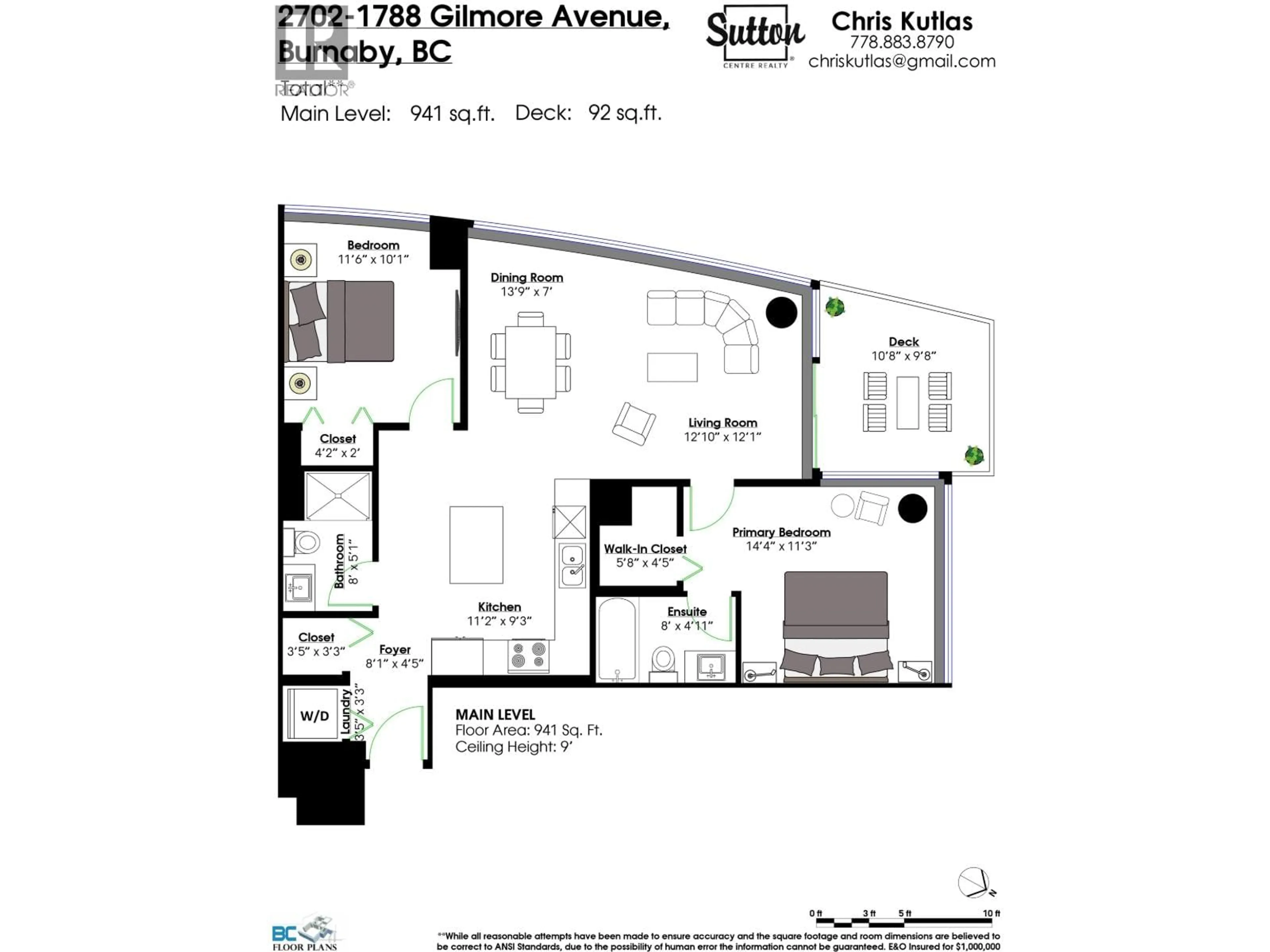 Floor plan for 2702 - 1788 GILMORE AVENUE, Burnaby British Columbia V5C0L5