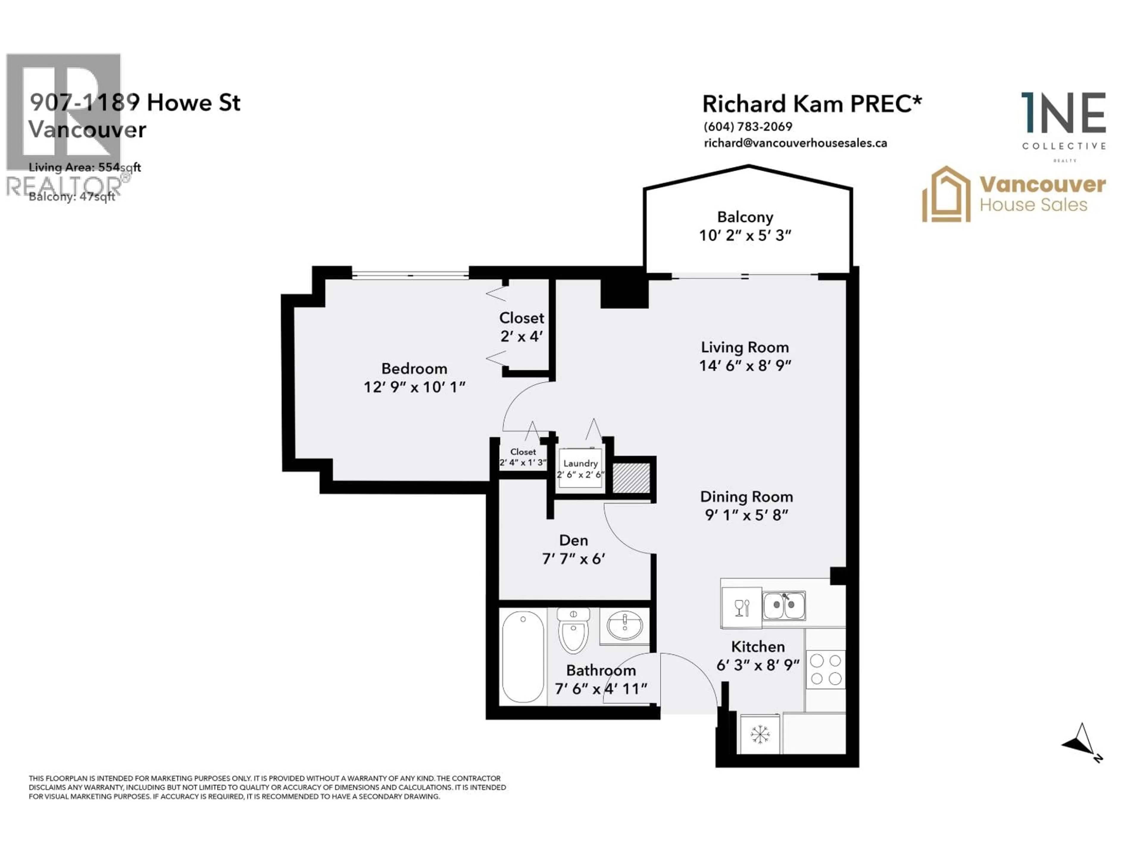 Floor plan for 907 - 1189 HOWE STREET, Vancouver British Columbia V6Z2X4