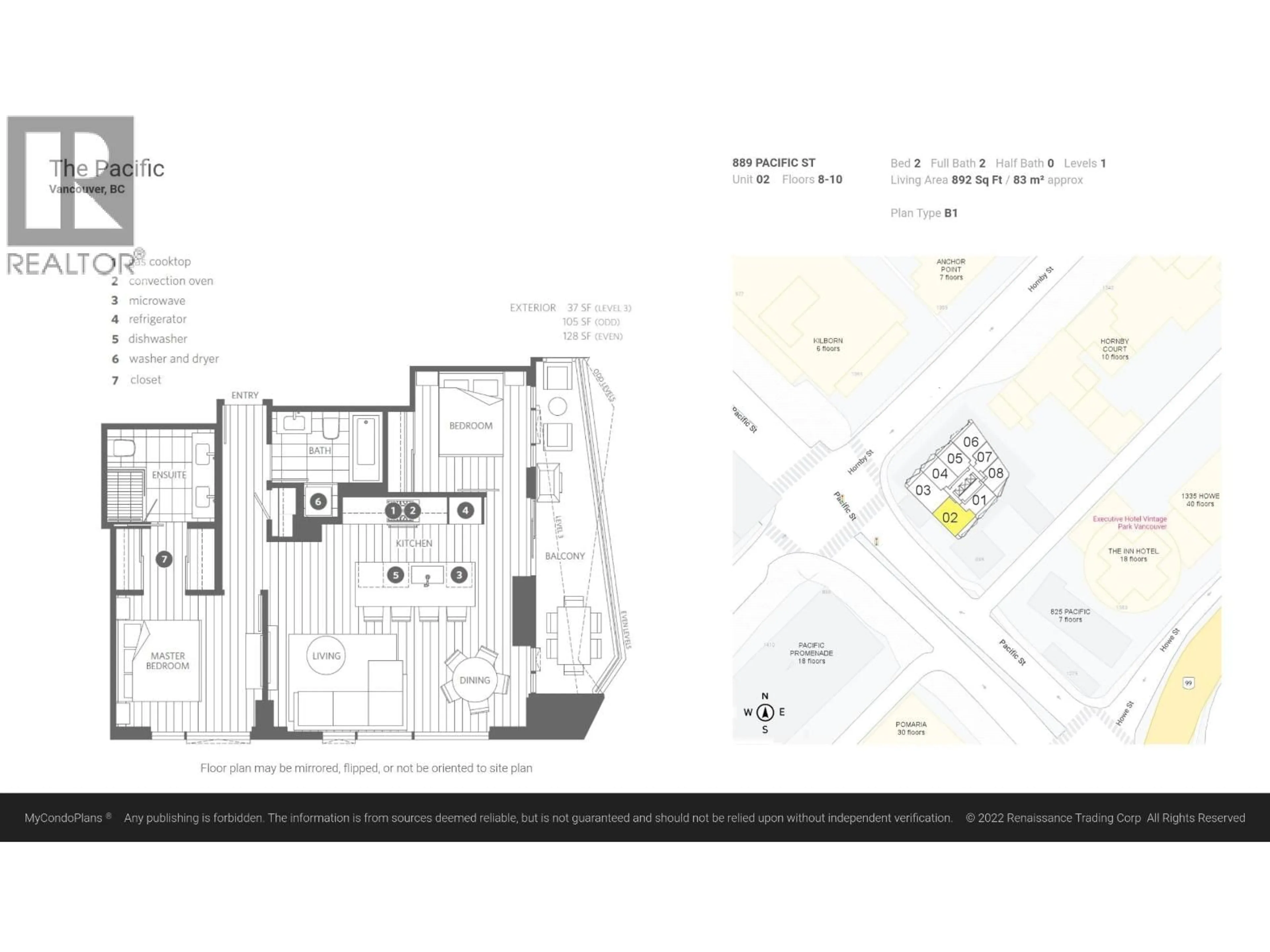 Floor plan for 902 - 889 PACIFIC STREET, Vancouver British Columbia V6Z1C3