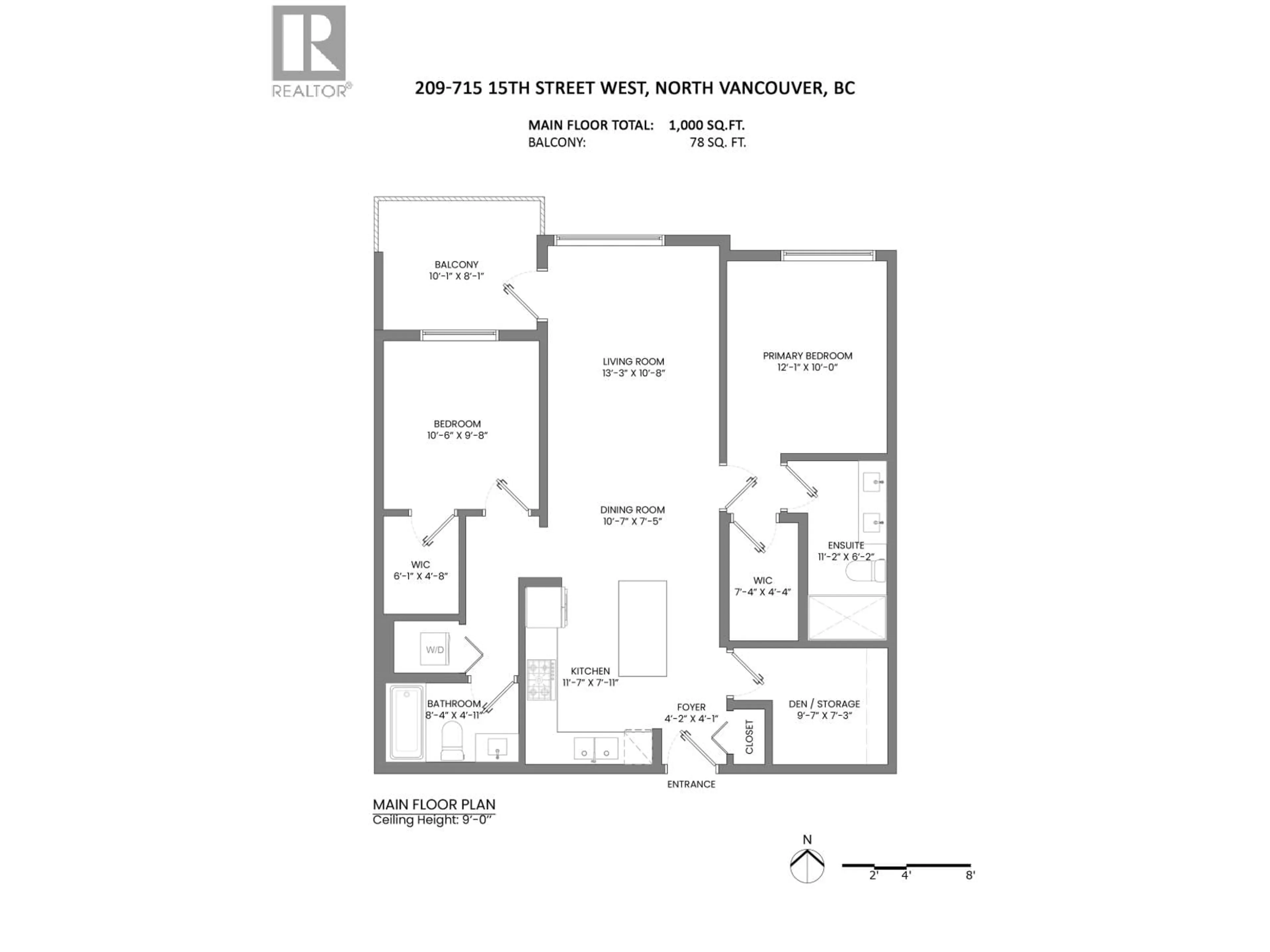 Floor plan for 209 - 715 15TH STREET, North Vancouver British Columbia V7M1T2