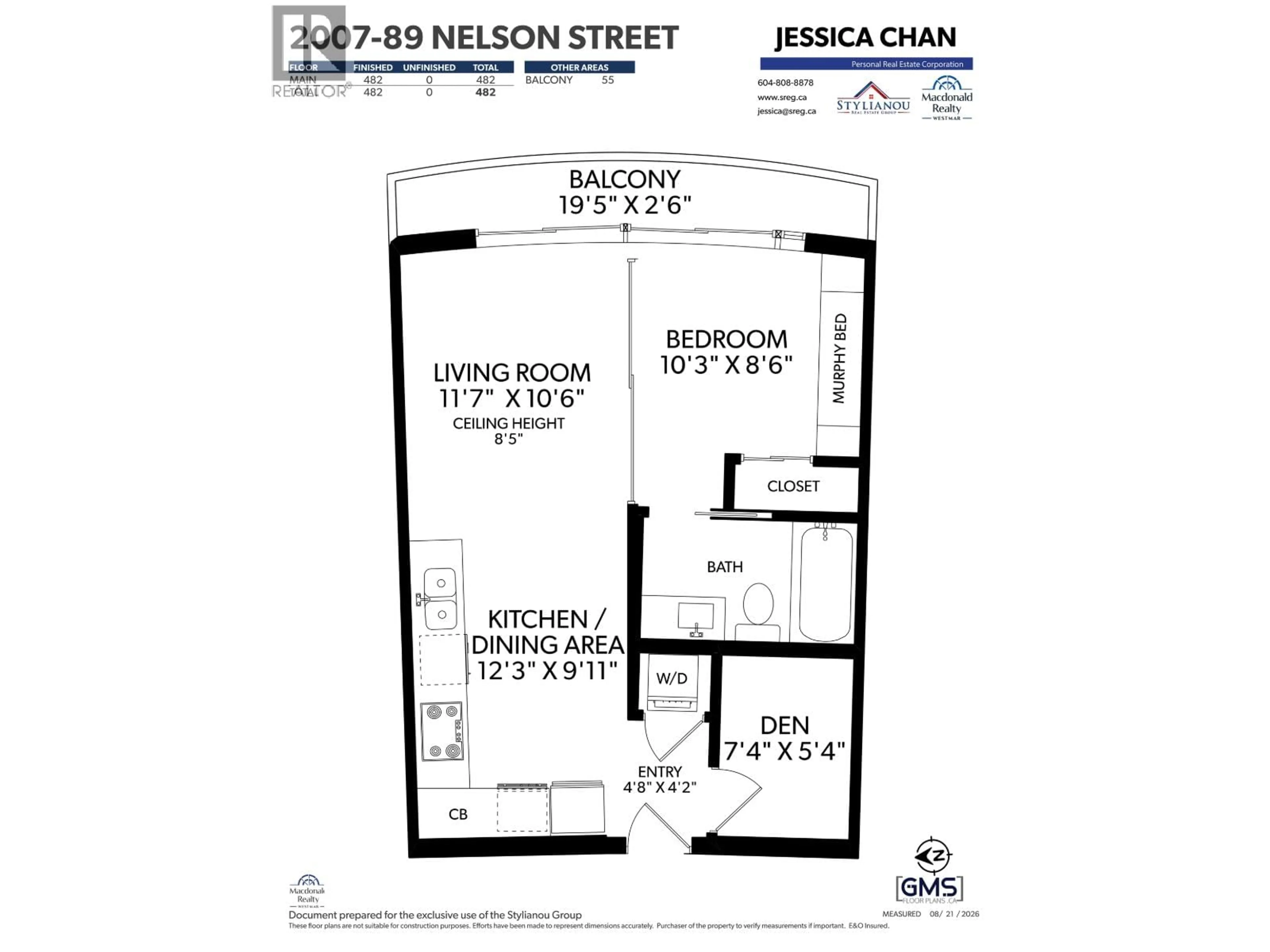 Floor plan for 2007 - 89 NELSON STREET, Vancouver British Columbia V6Z0E7