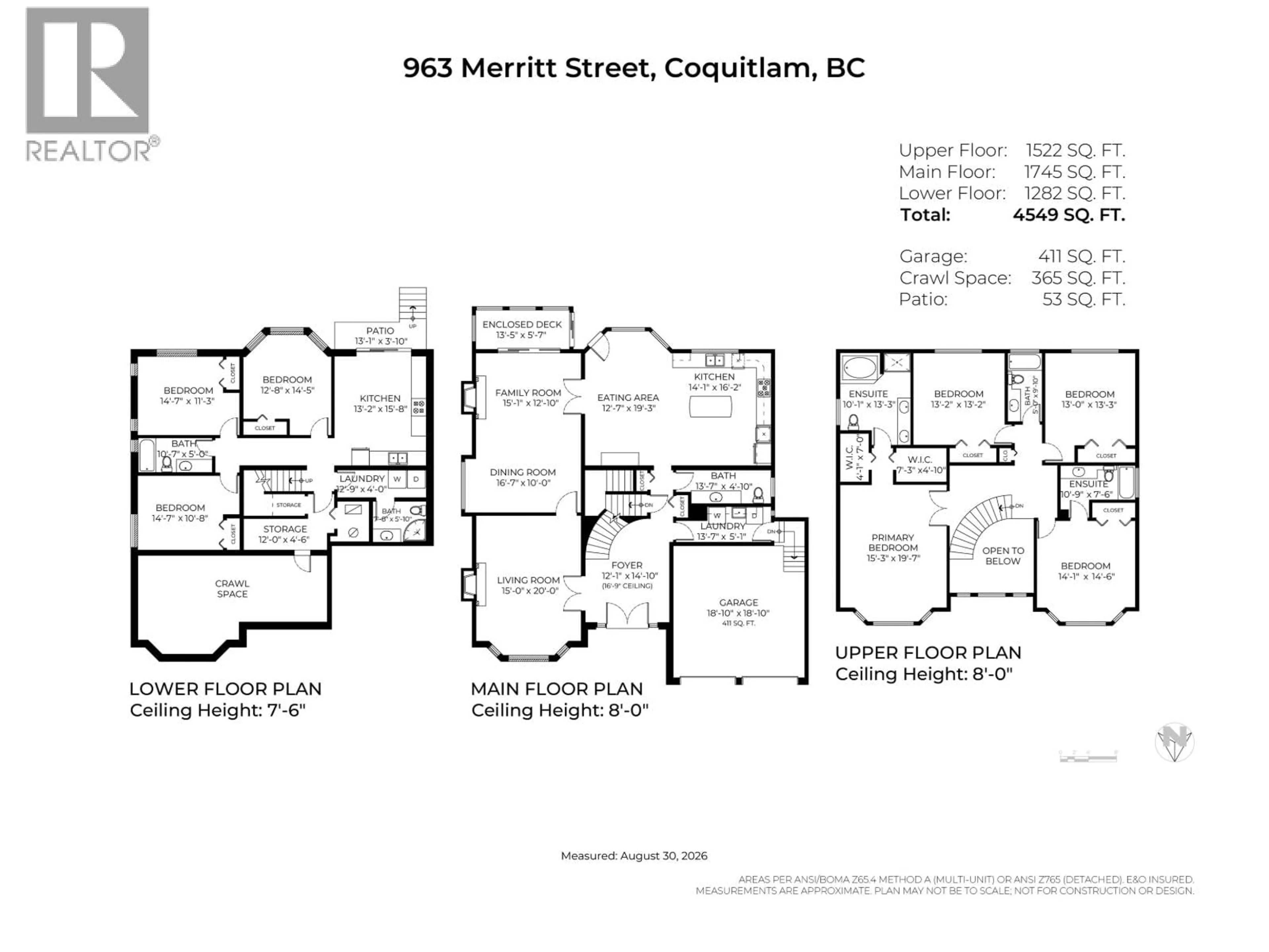Floor plan for 963 MERRITT STREET, Coquitlam British Columbia V3J7K9