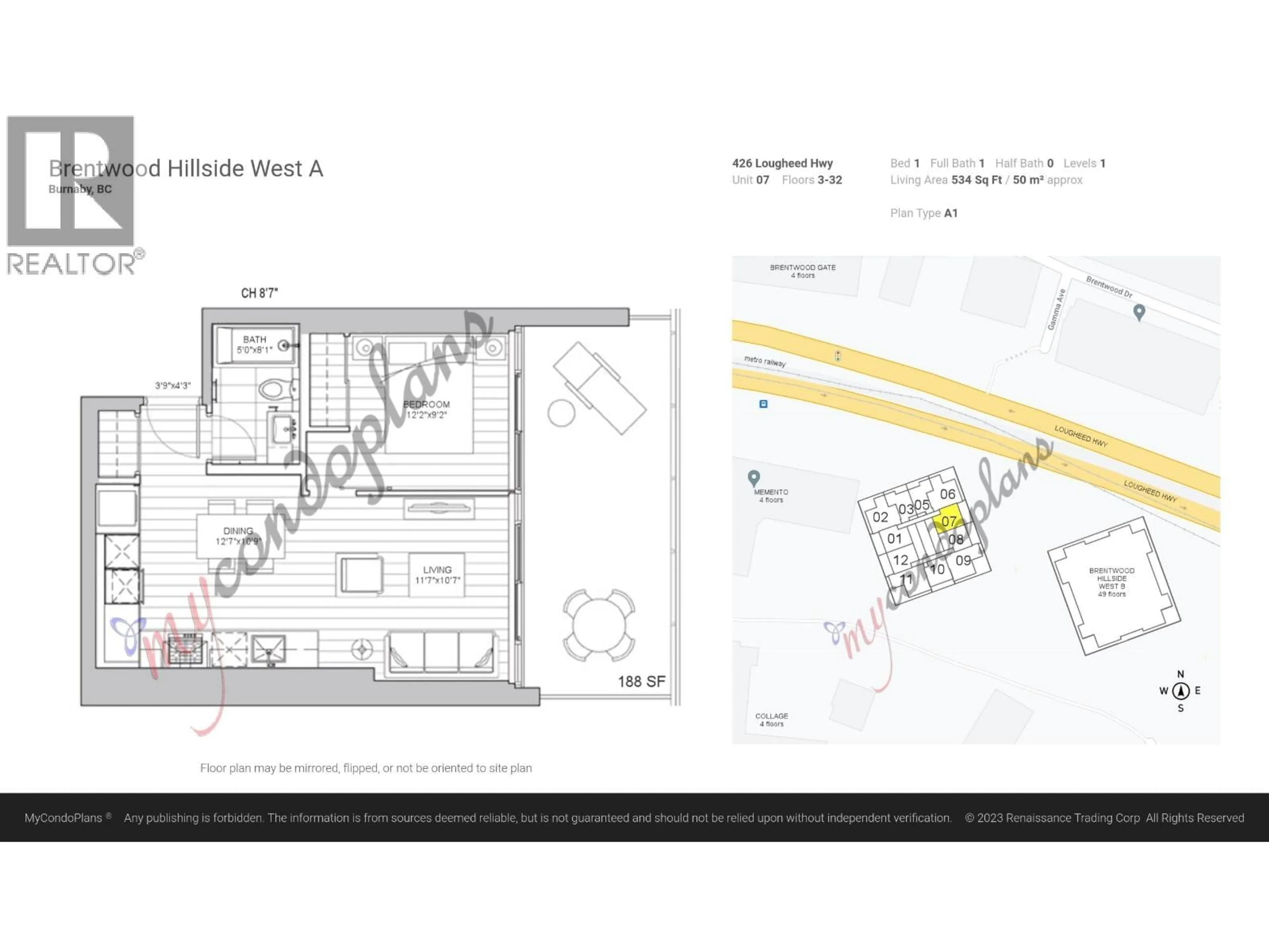 Floor plan for 407 - 4720 LOUGHEED HIGHWAY, Burnaby British Columbia V5C0M8