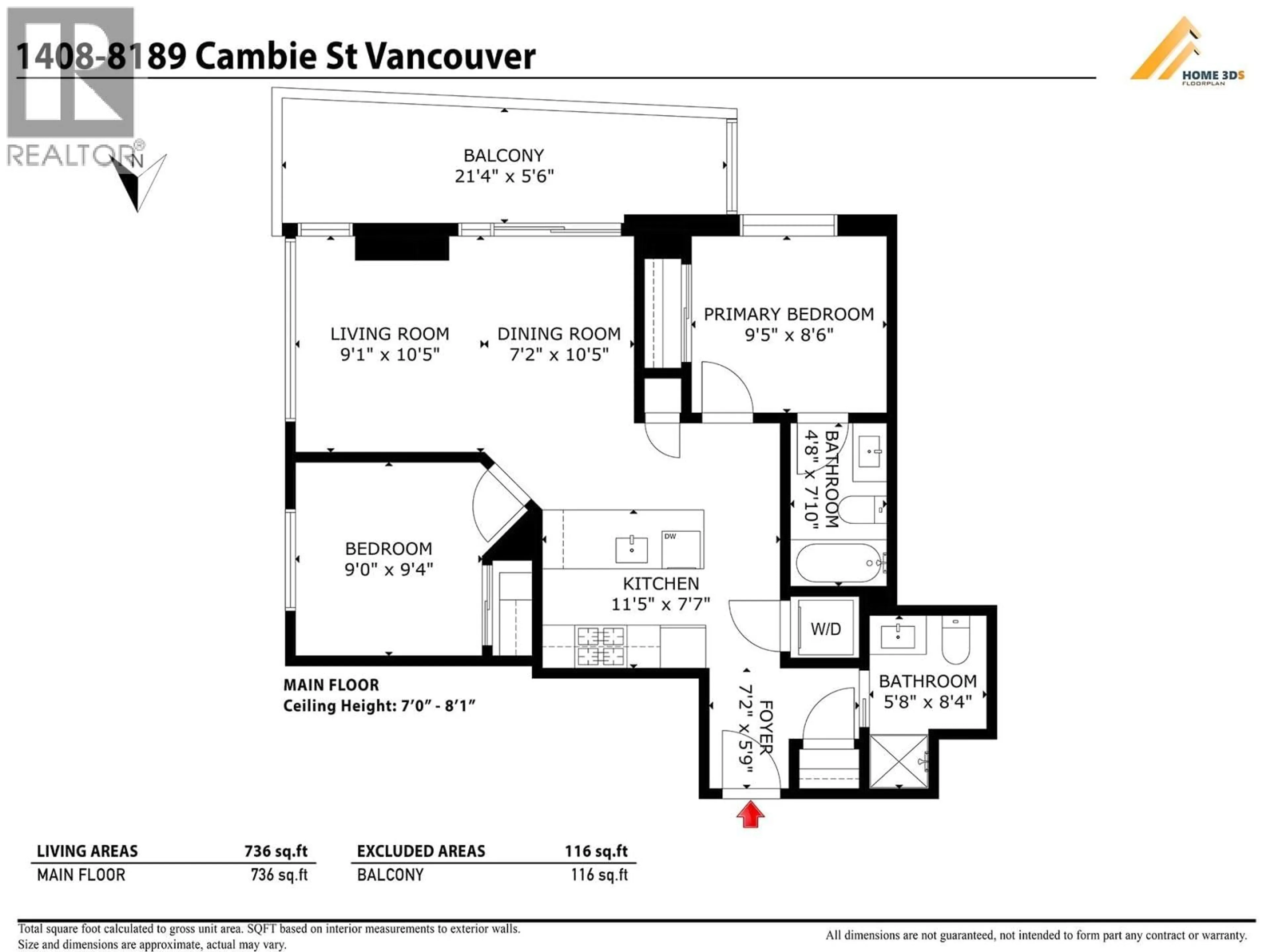 Floor plan for 1408 - 8189 CAMBIE STREET, Vancouver British Columbia V6P0G6