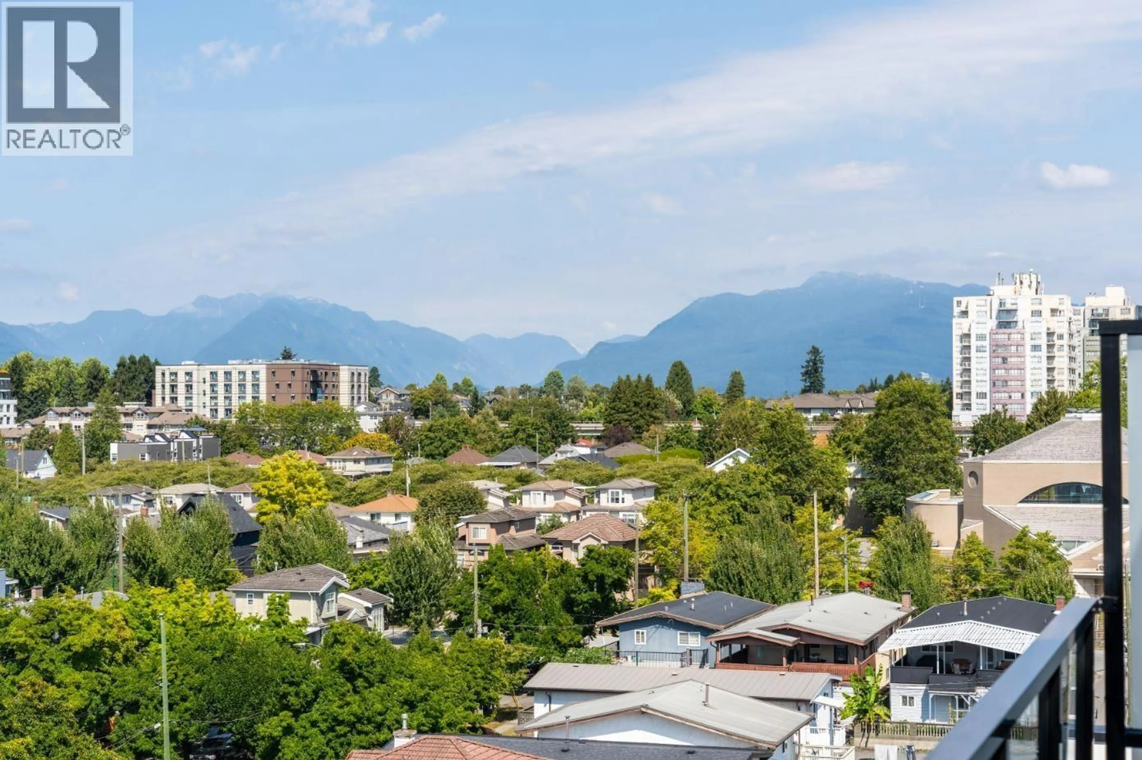 A pic from outside/outdoor area/front of a property/back of a property/a pic from drone, mountain view for 606 - 5399 JOYCE STREET, Vancouver British Columbia V5R4H3