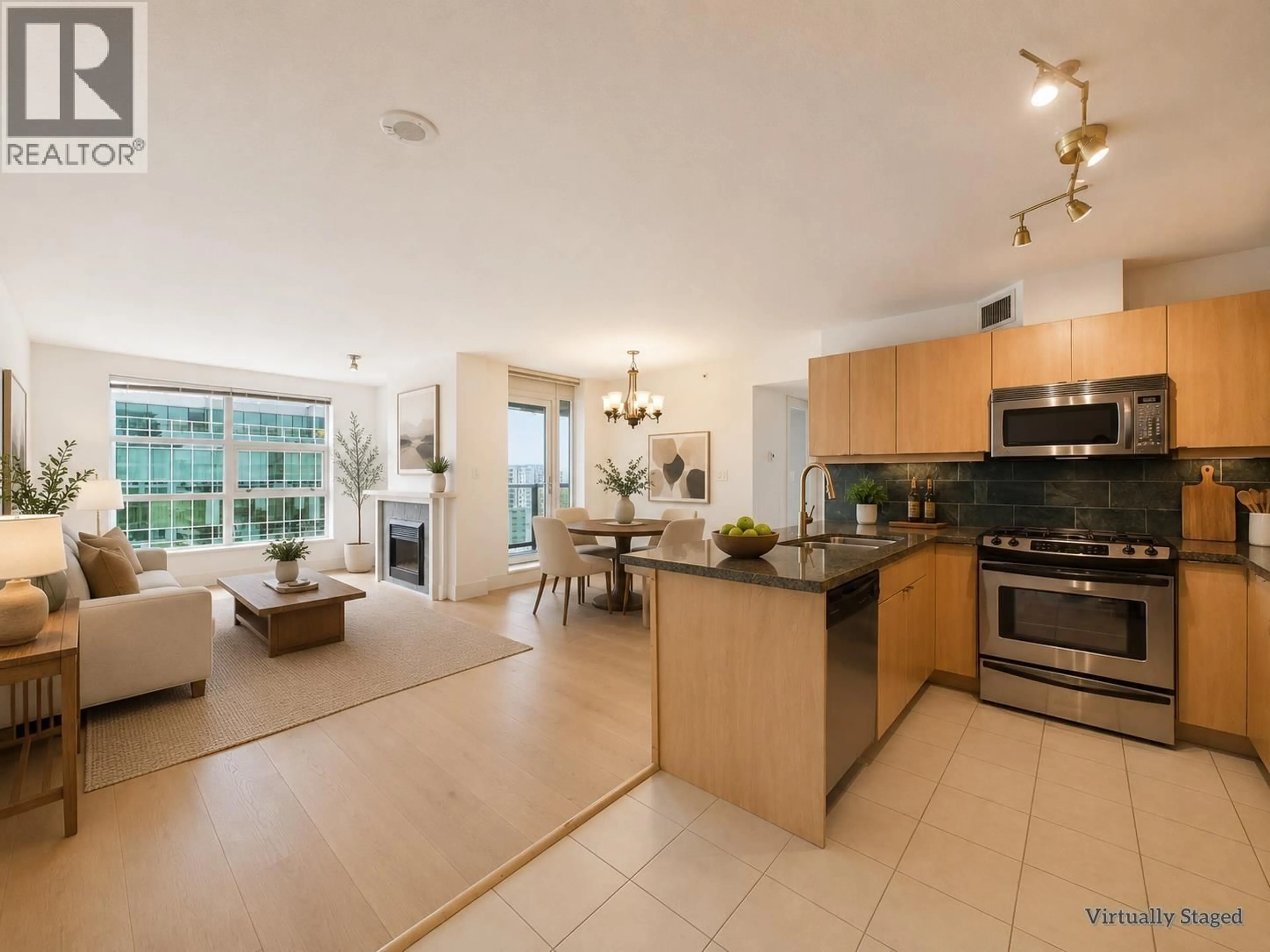 Open concept kitchen, ceramic/tile floor for 1709 - 6068 NO. 3 ROAD, Richmond British Columbia V6Y4M7