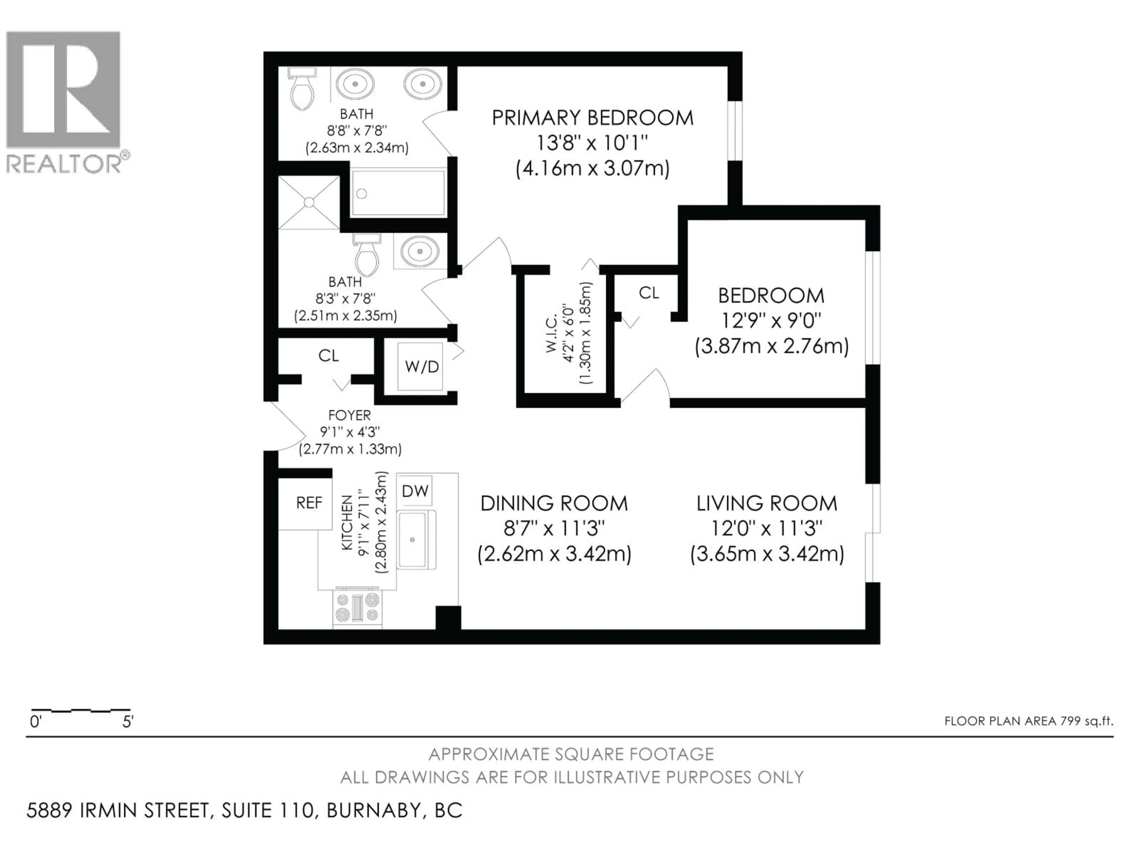 Floor plan for 110 - 5889 IRMIN STREET, Burnaby British Columbia V5J0C1