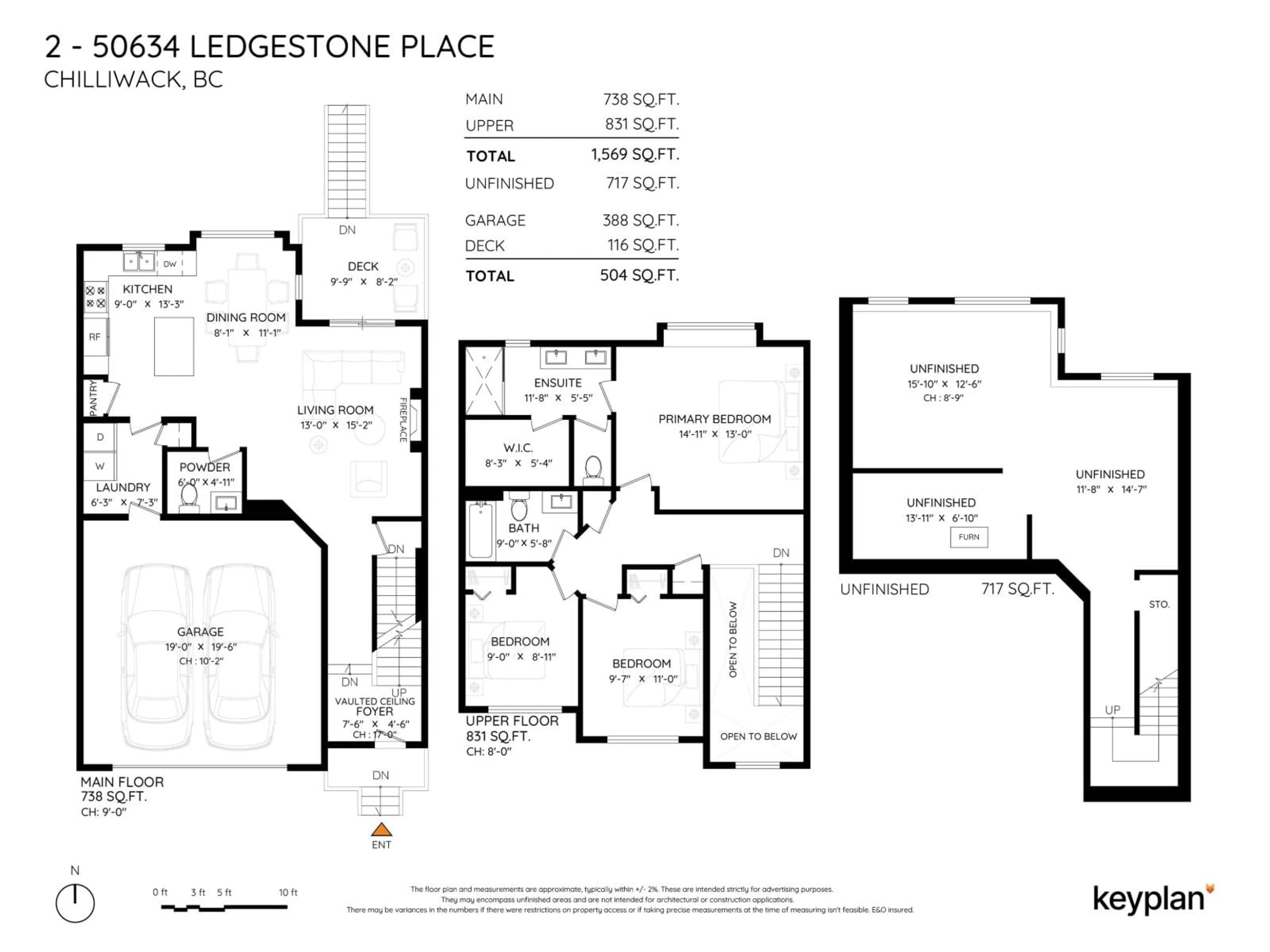 Floor plan for 2 - 50634 LEDGESTONE PLACE, Chilliwack British Columbia V2P0E7