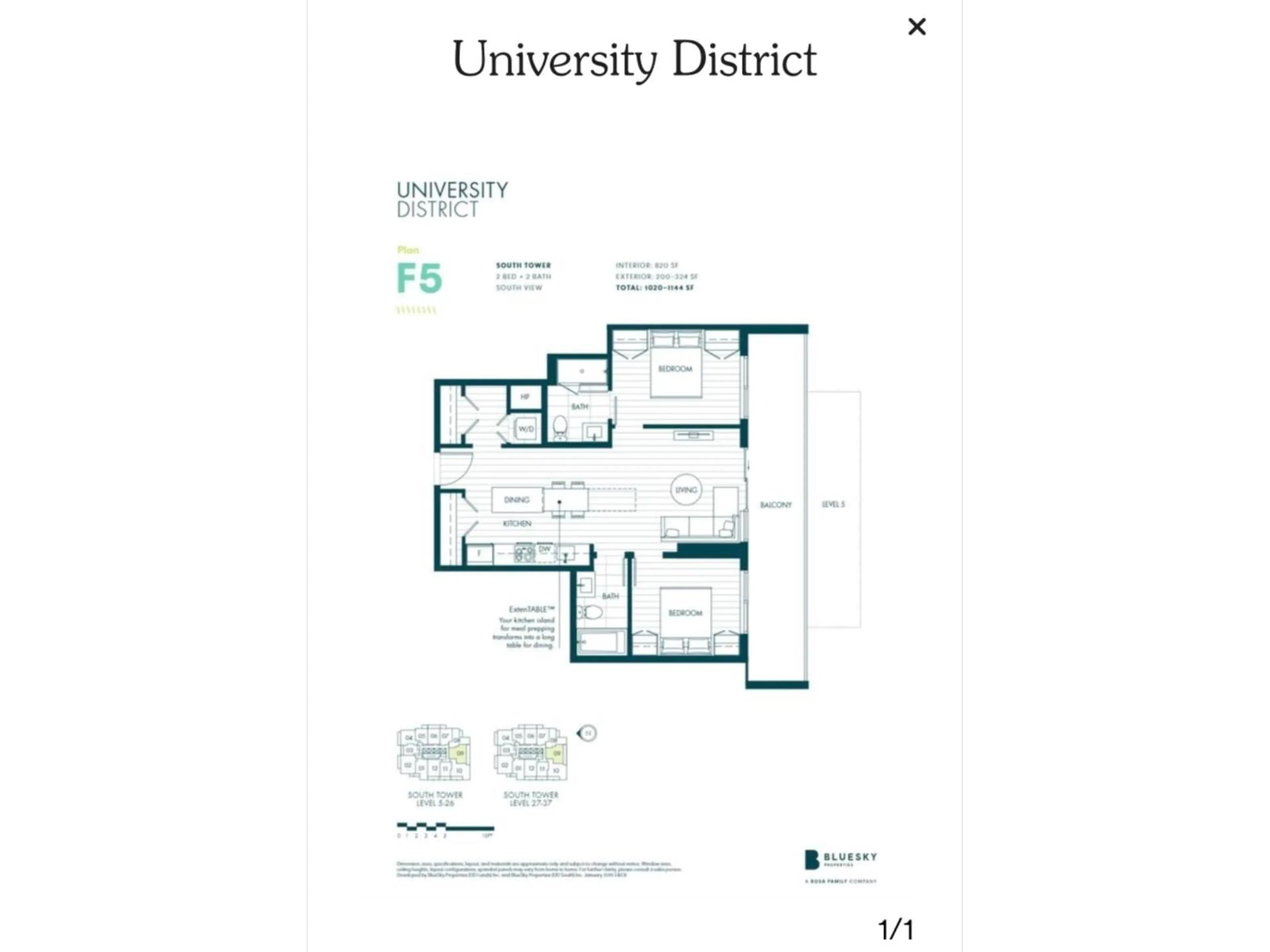 Floor plan for 809 - 10448 UNIVERSITY DRIVE, Surrey British Columbia V3T0S7