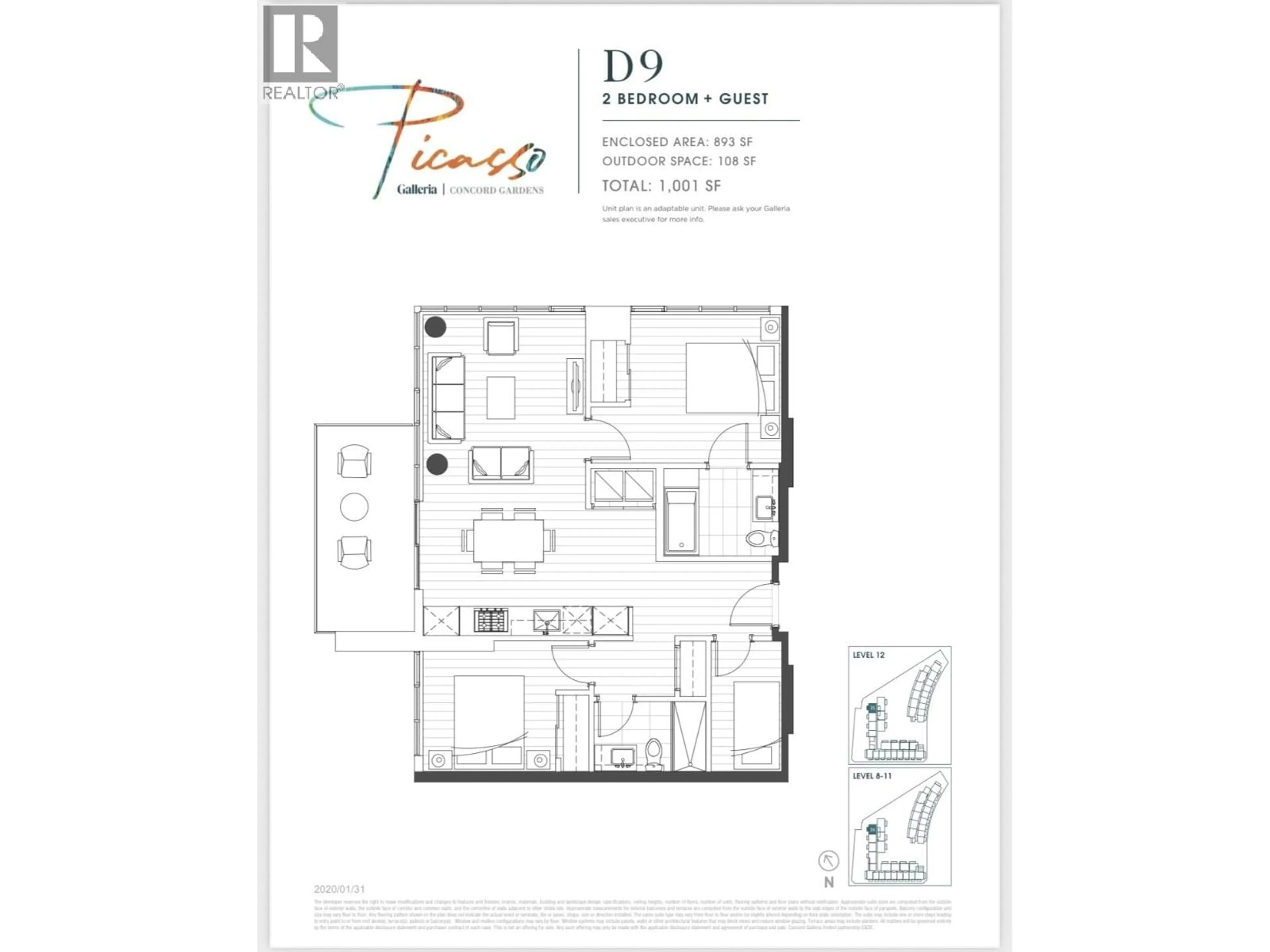 Floor plan for 836 - 3328 NO. 3 ROAD, Richmond British Columbia V6X0X1