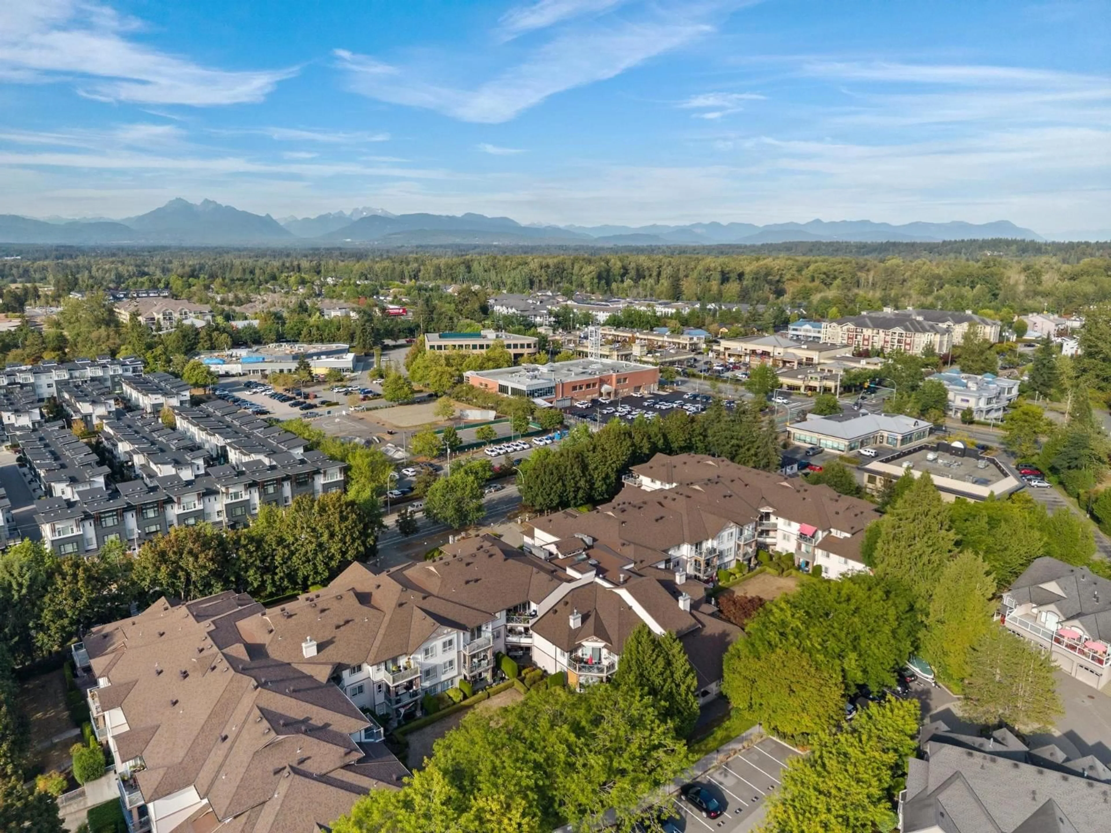 A pic from outside/outdoor area/front of a property/back of a property/a pic from drone, mountain view for 315 - 22150 48 AVENUE, Langley British Columbia V3A8R5