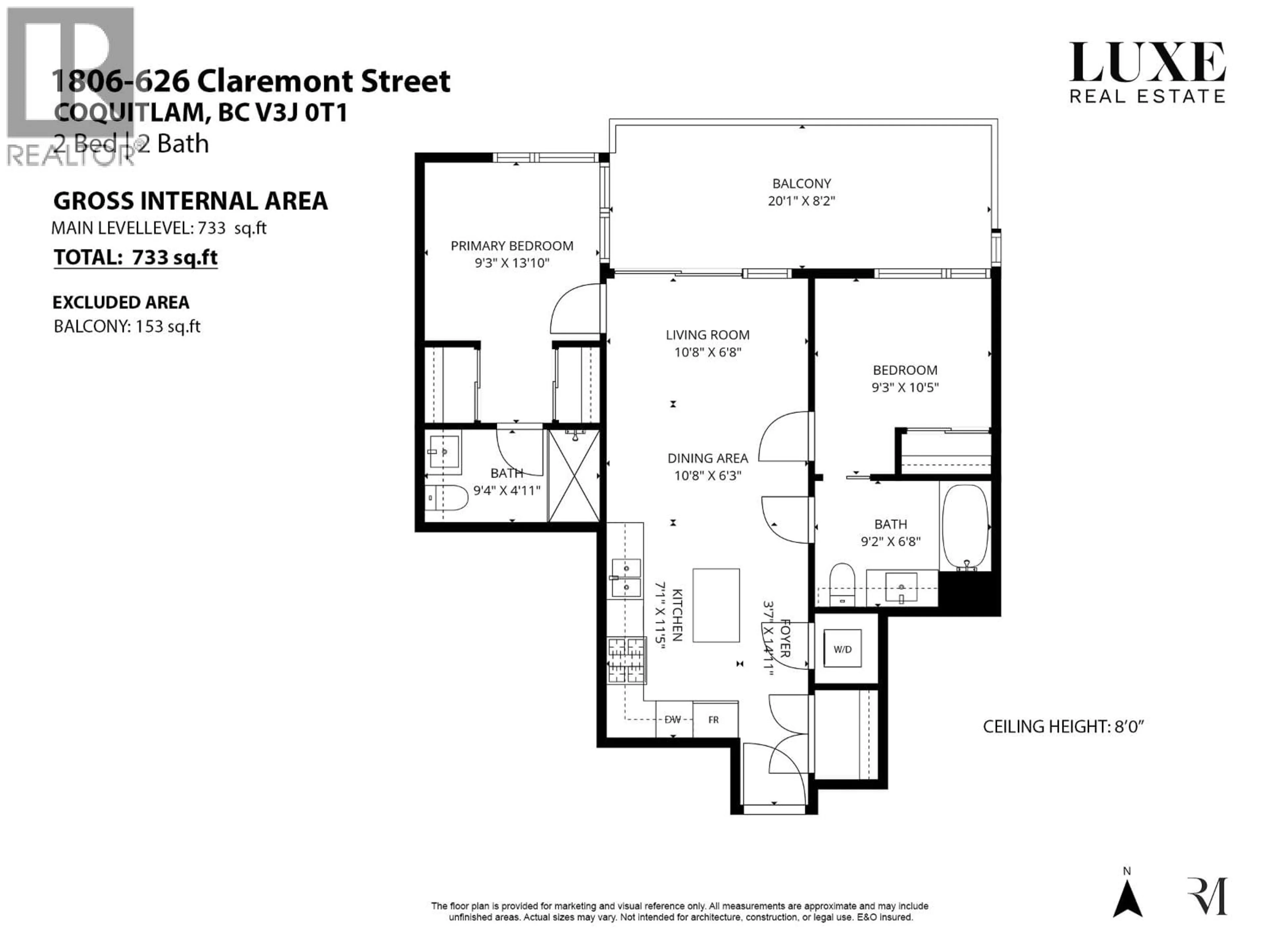 Floor plan for 1806 - 626 CLAREMONT STREET, Coquitlam British Columbia V3J0T1