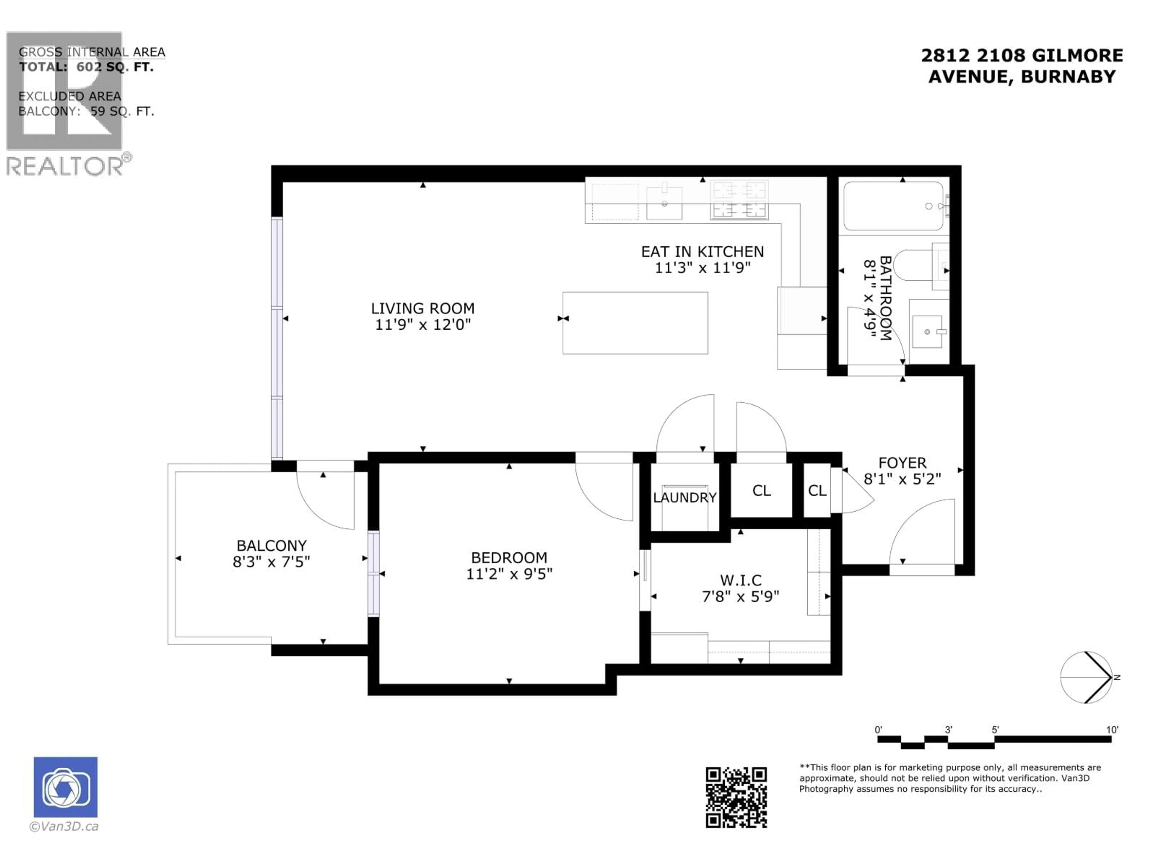 Floor plan for 2812 - 2108 GILMORE AVENUE, Burnaby British Columbia V5C0N8