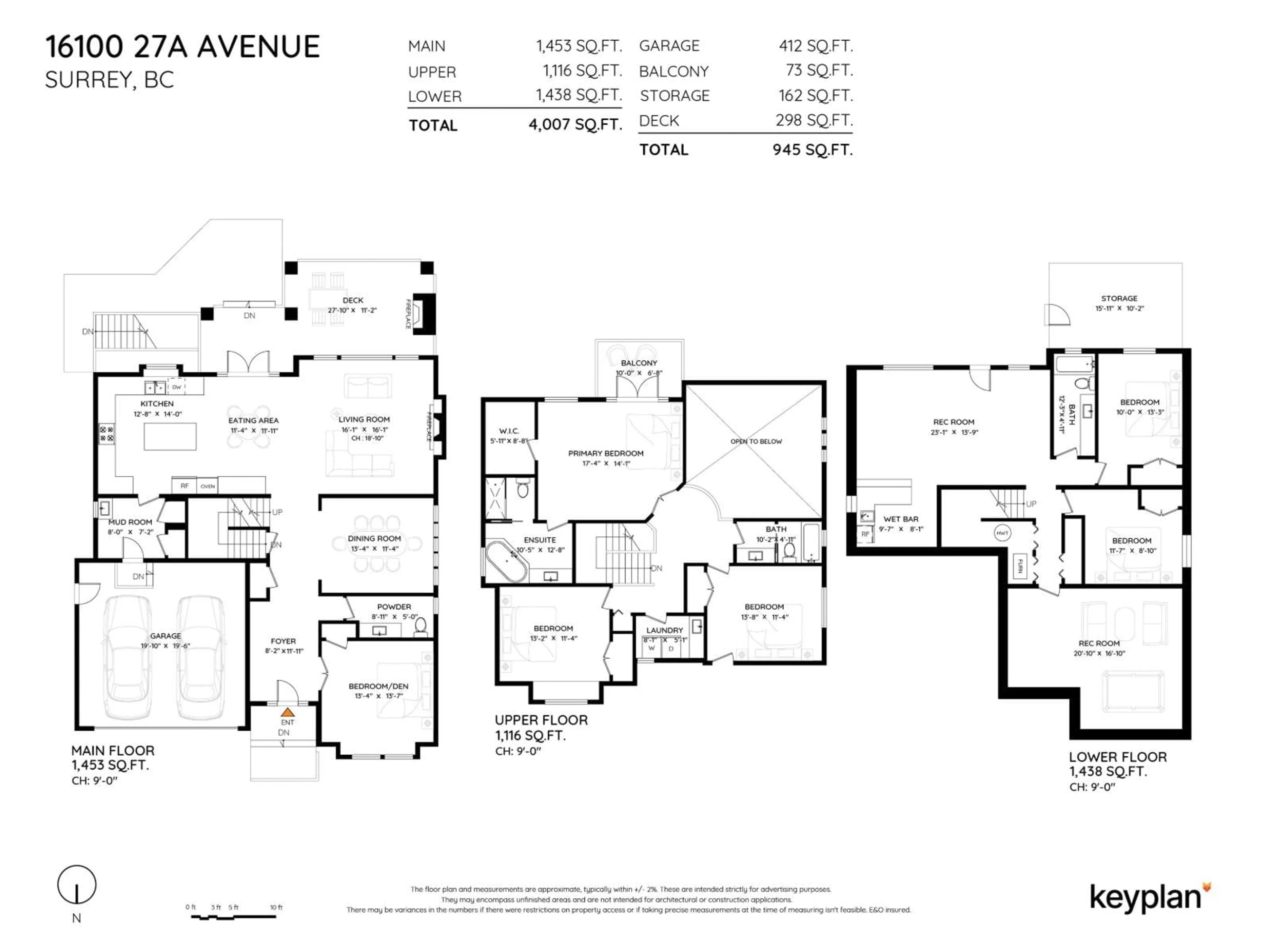 Floor plan for 16100 27A AVENUE, Surrey British Columbia V3Z0T6