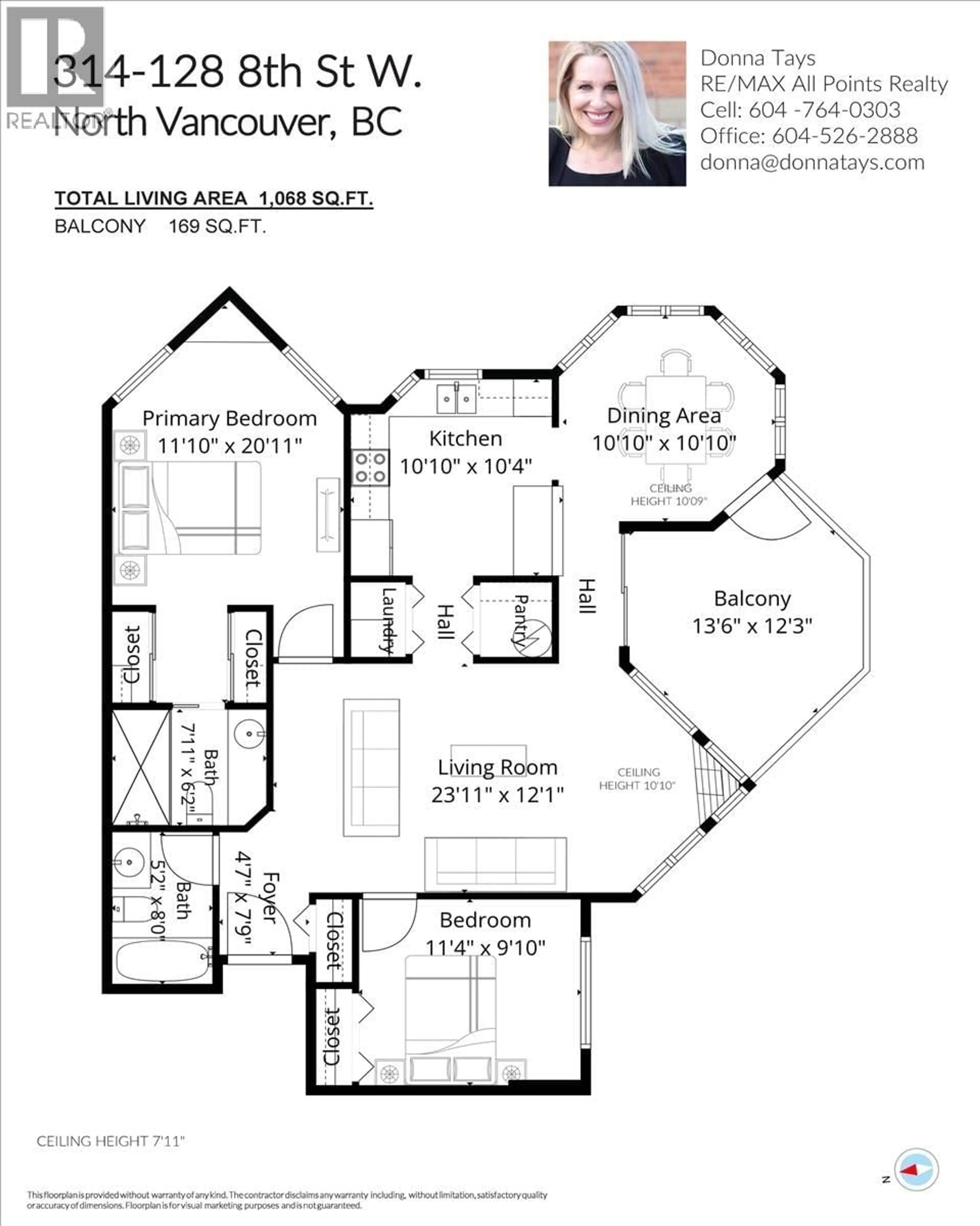 Floor plan for 314 - 128 8TH STREET, North Vancouver British Columbia V7M3M1