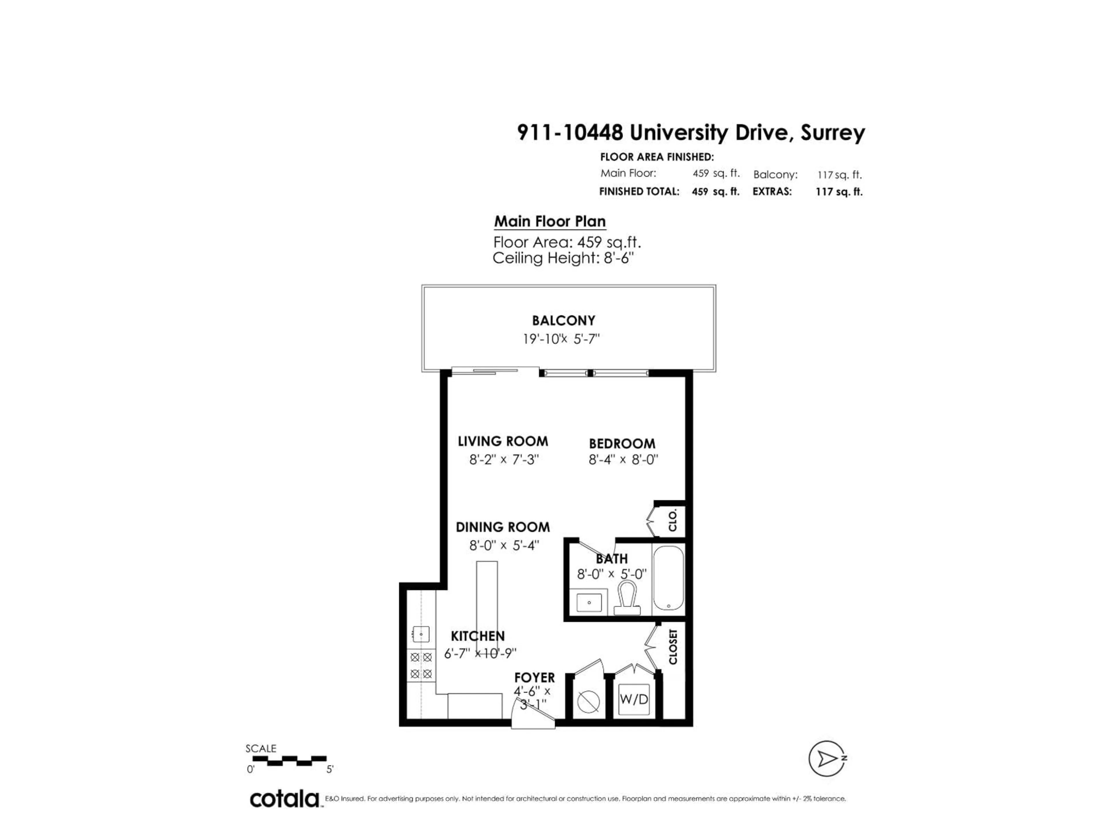 Floor plan for 911 - 10448 UNIVERSITY DRIVE, Surrey British Columbia V3T0S7