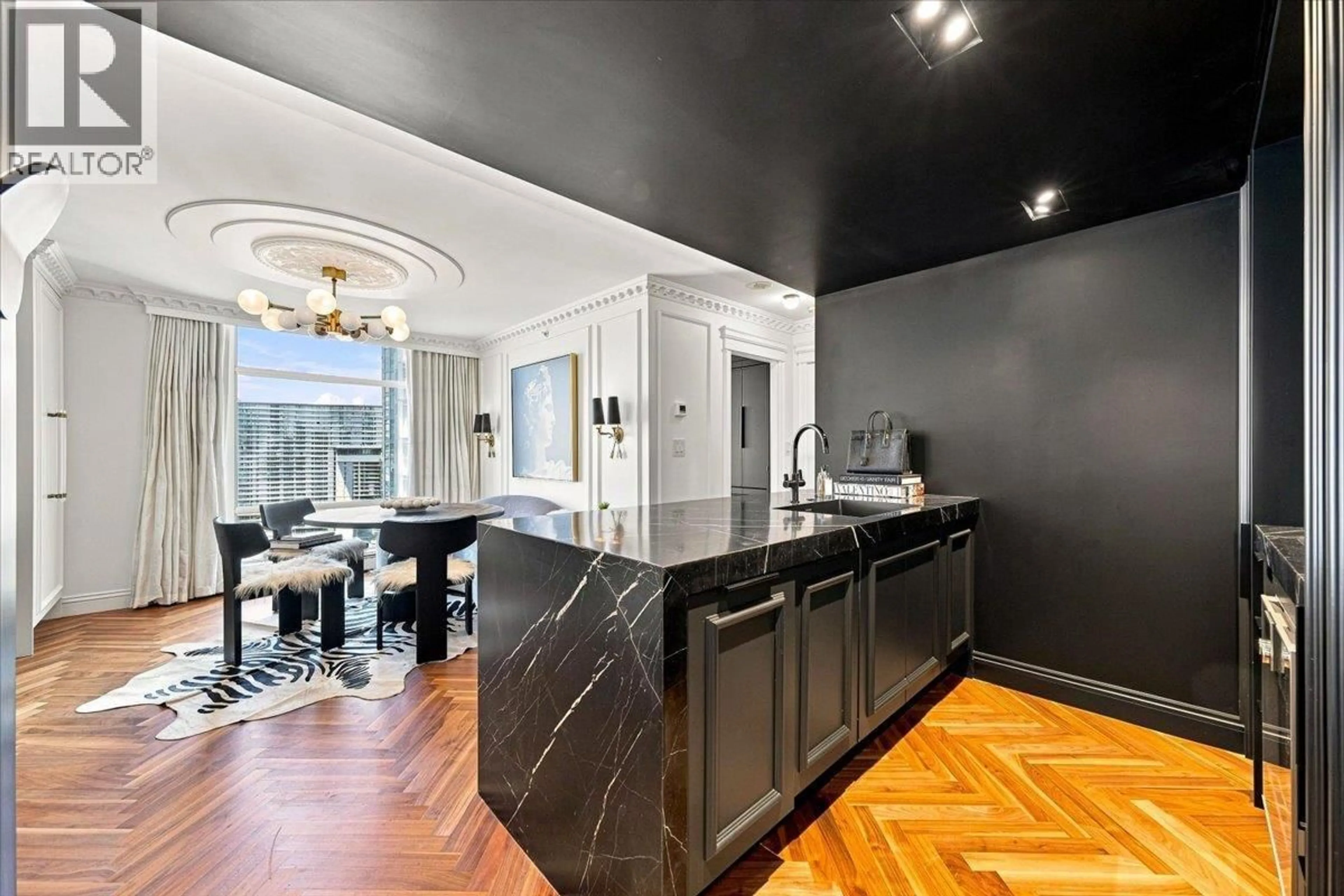 Open concept kitchen, ceramic/tile floor for 2503 - 198 AQUARIUS MEWS, Vancouver British Columbia V6Z2Y4