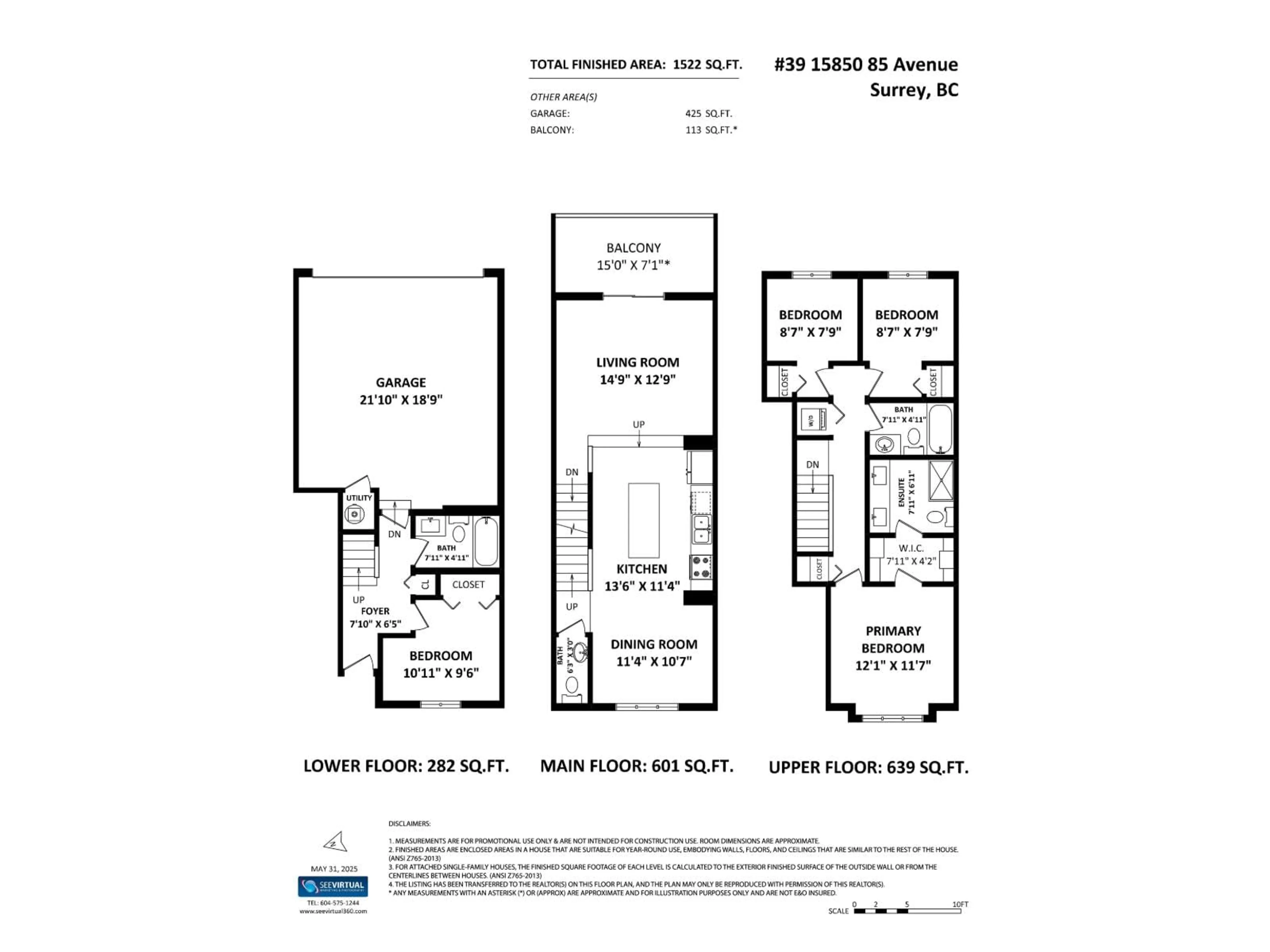 Floor plan for 39 - 15850 85 AVENUE, Surrey British Columbia V4N6W2