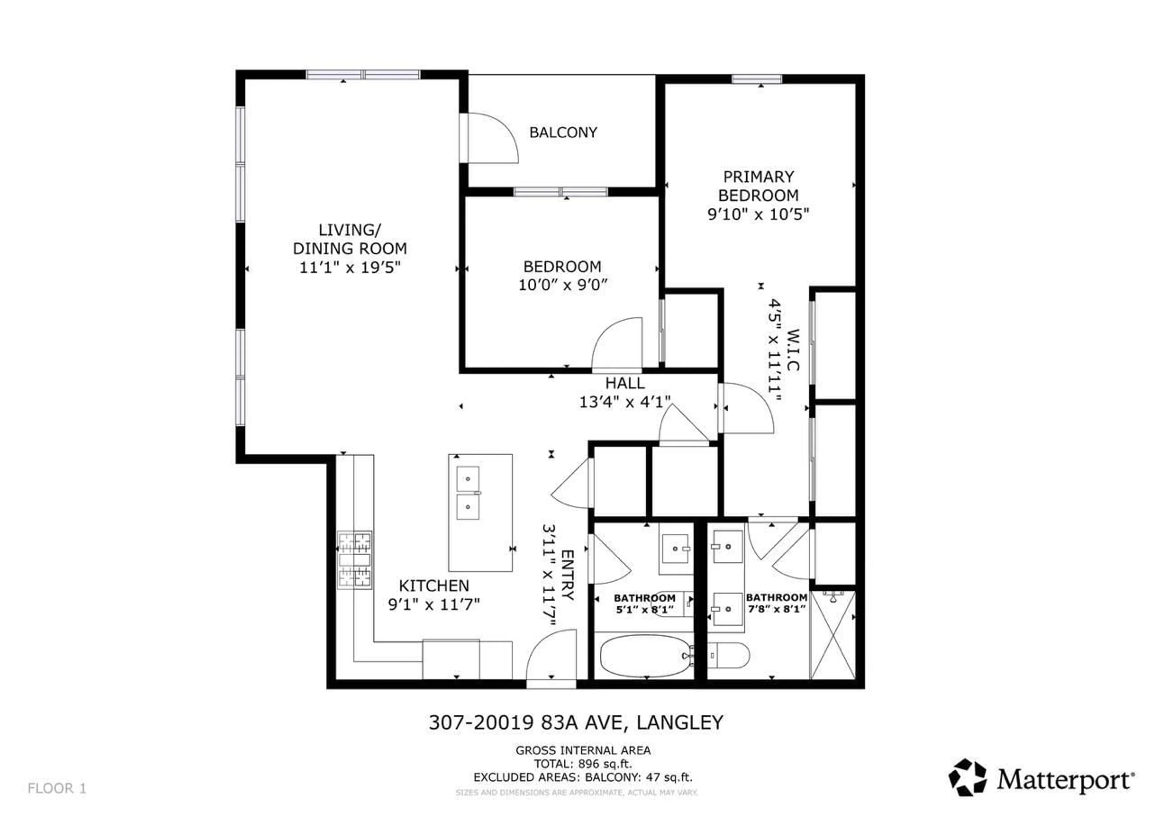 Floor plan for 307 - 20019 83A AVENUE, Langley British Columbia V2Y5K6