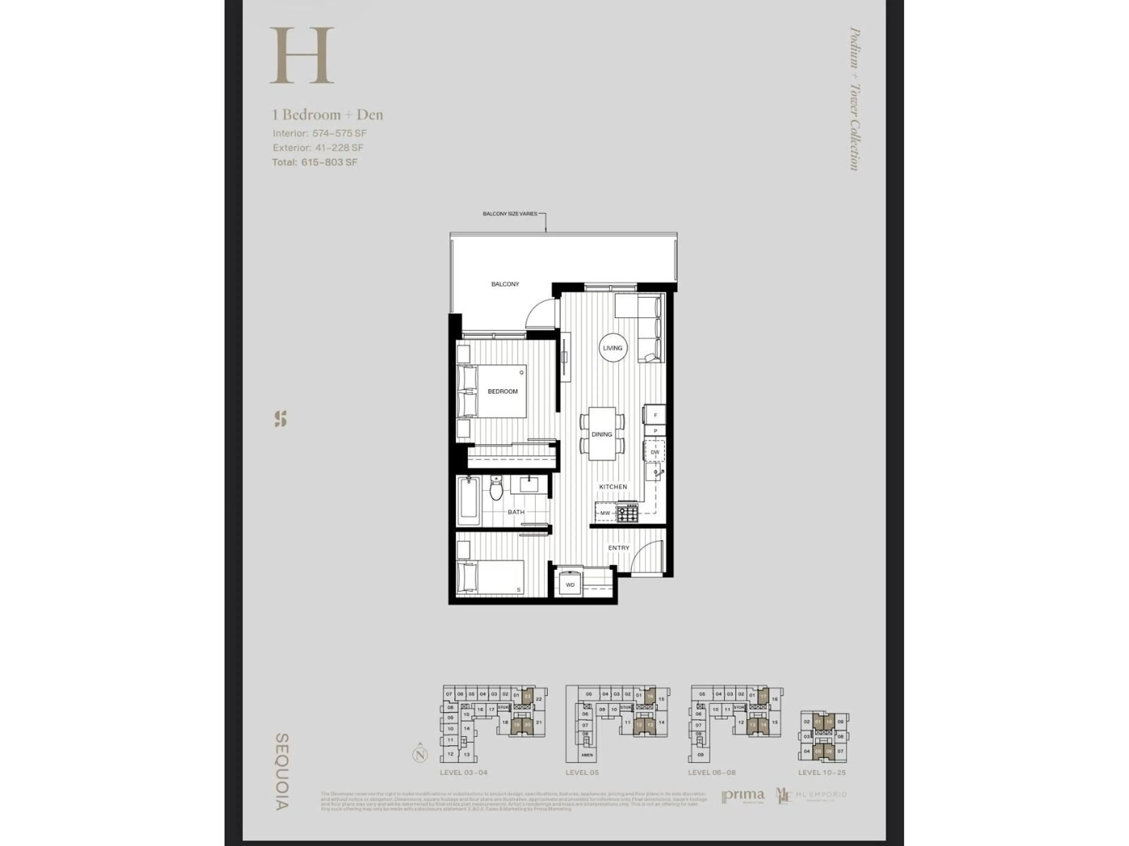Floor plan for 1505 - 13252 104 AVENUE, Surrey British Columbia V3T3Y9