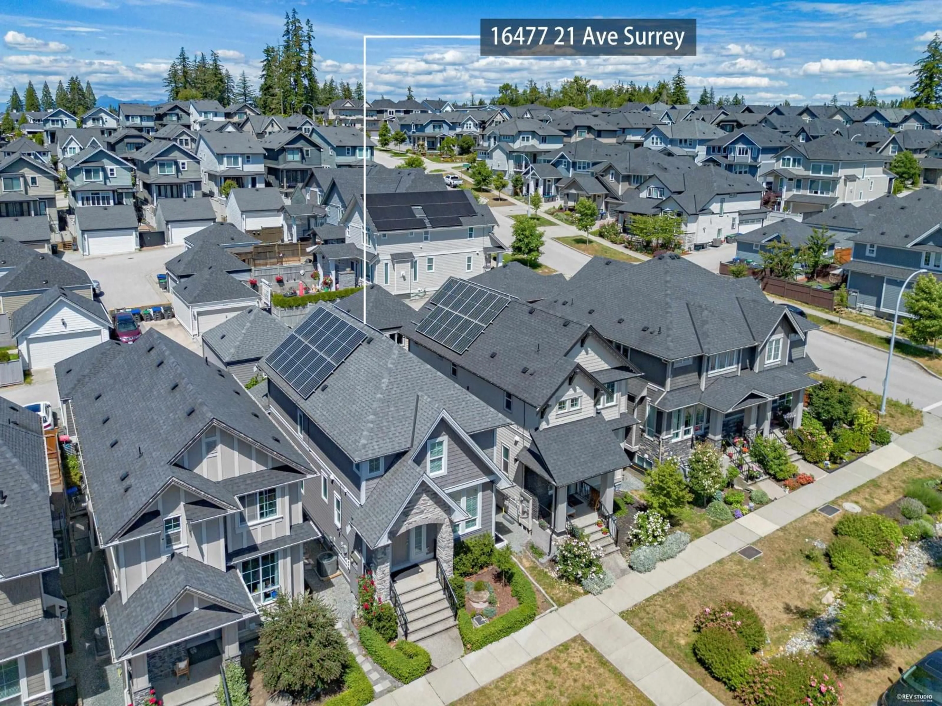 A pic from outside/outdoor area/front of a property/back of a property/a pic from drone, street for 16477 21 AVENUE, Surrey British Columbia V3Z0V7