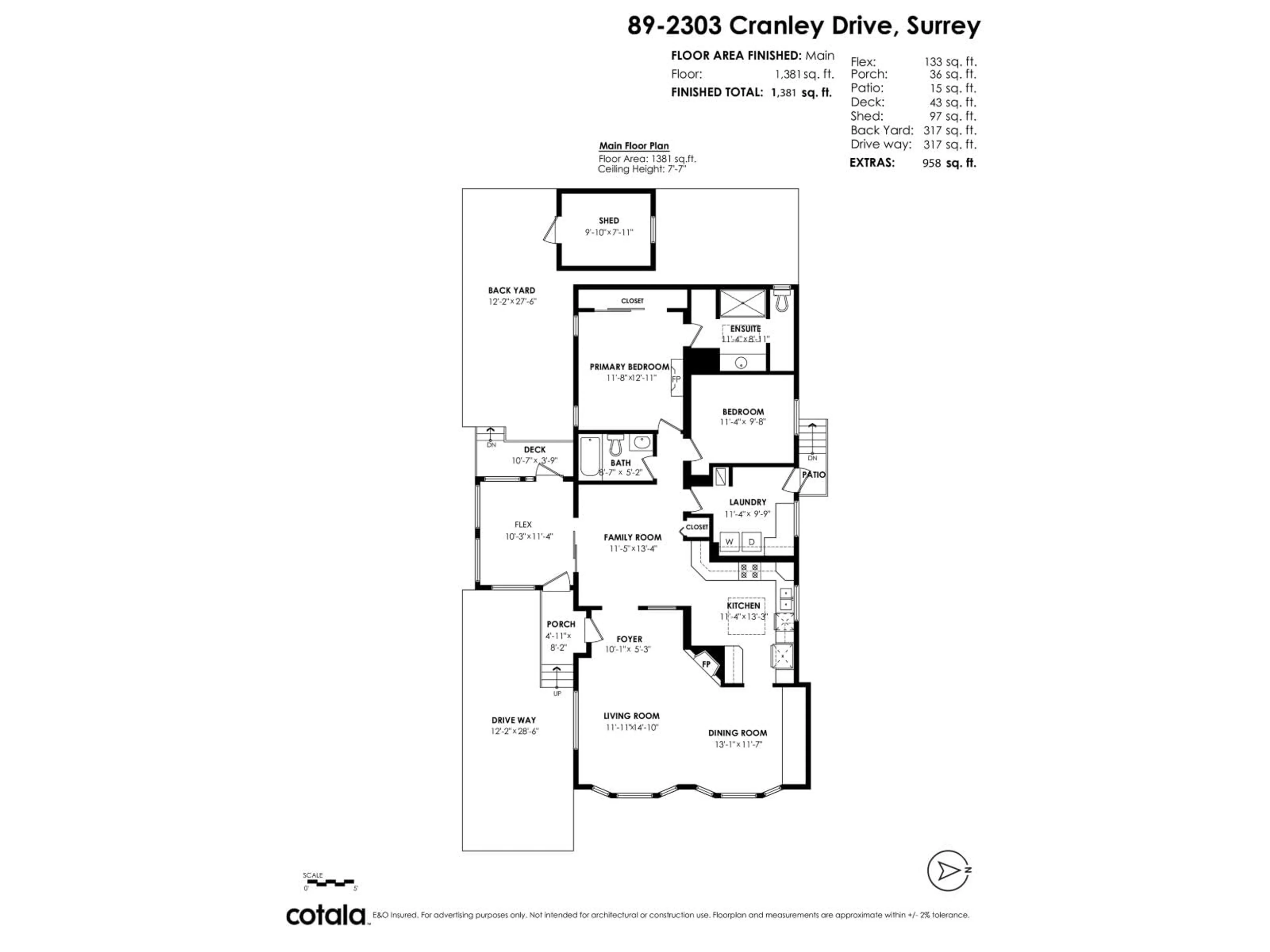 Floor plan for 89 - 2303 CRANLEY DRIVE, Surrey British Columbia V4A8X8